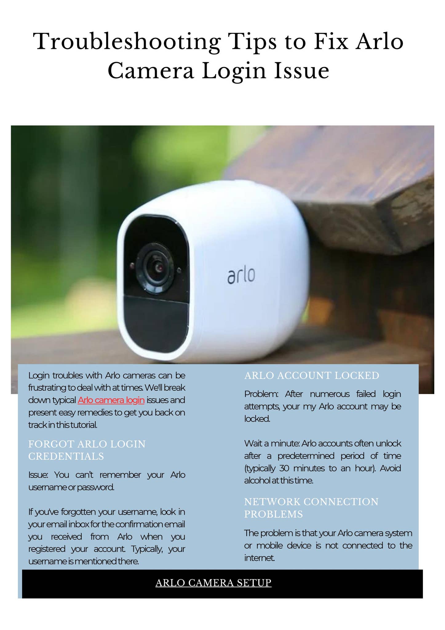 Troubleshooting Tips to Fix Arlo Camera Login Issue by car motive parts ...