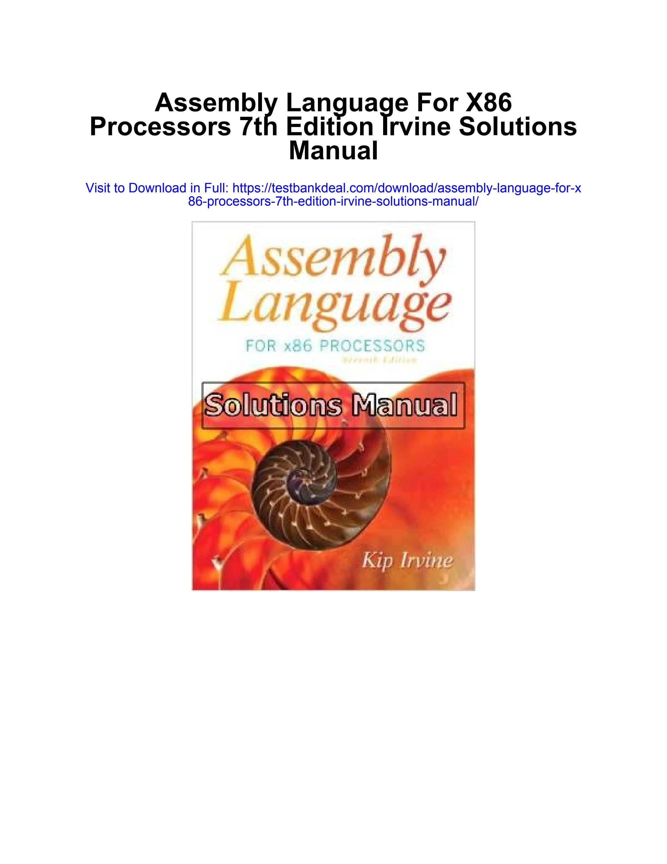 Assembly language for x86 processors 7th edition irvine solutions