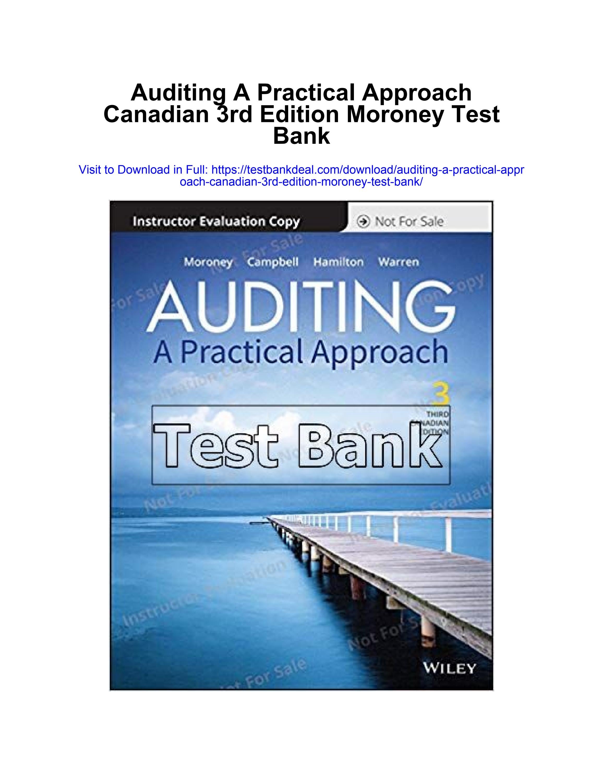 Auditing a practical approach canadian 3rd edition moroney test bank by ...