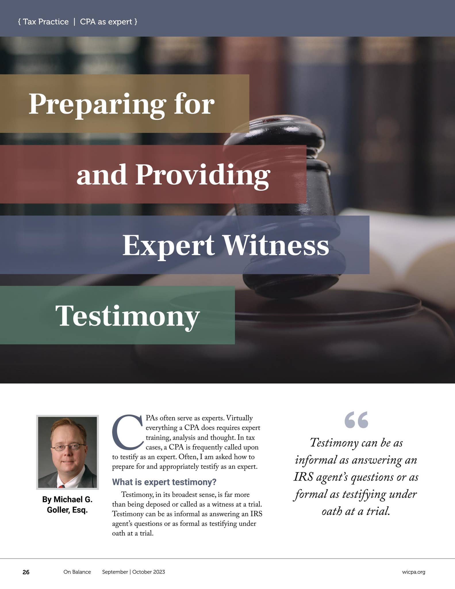 On Balance Magazine - Sept/Oct 2023 by WICPA - Issuu