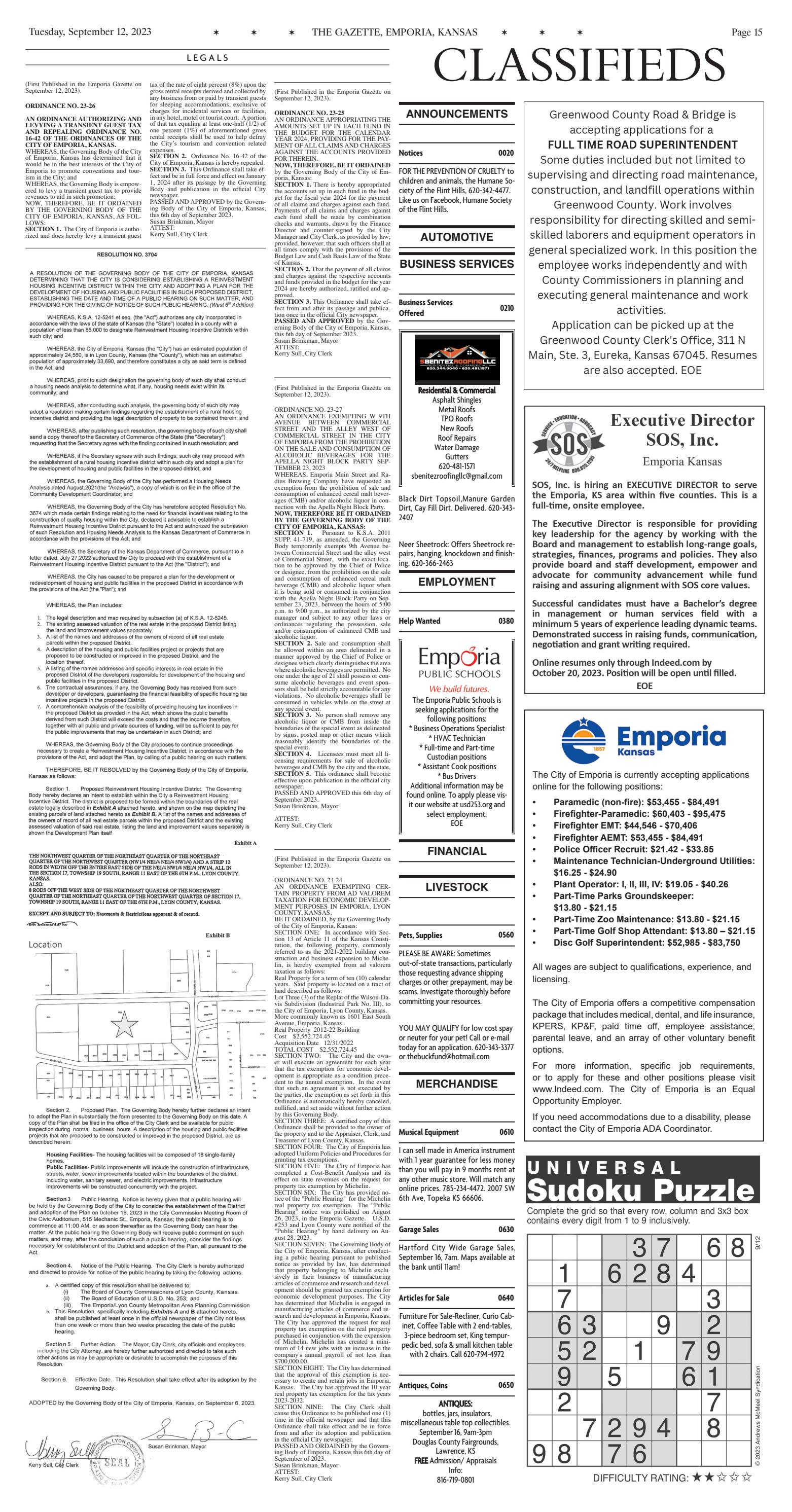 Classifieds by The Emporia Gazette Issuu
