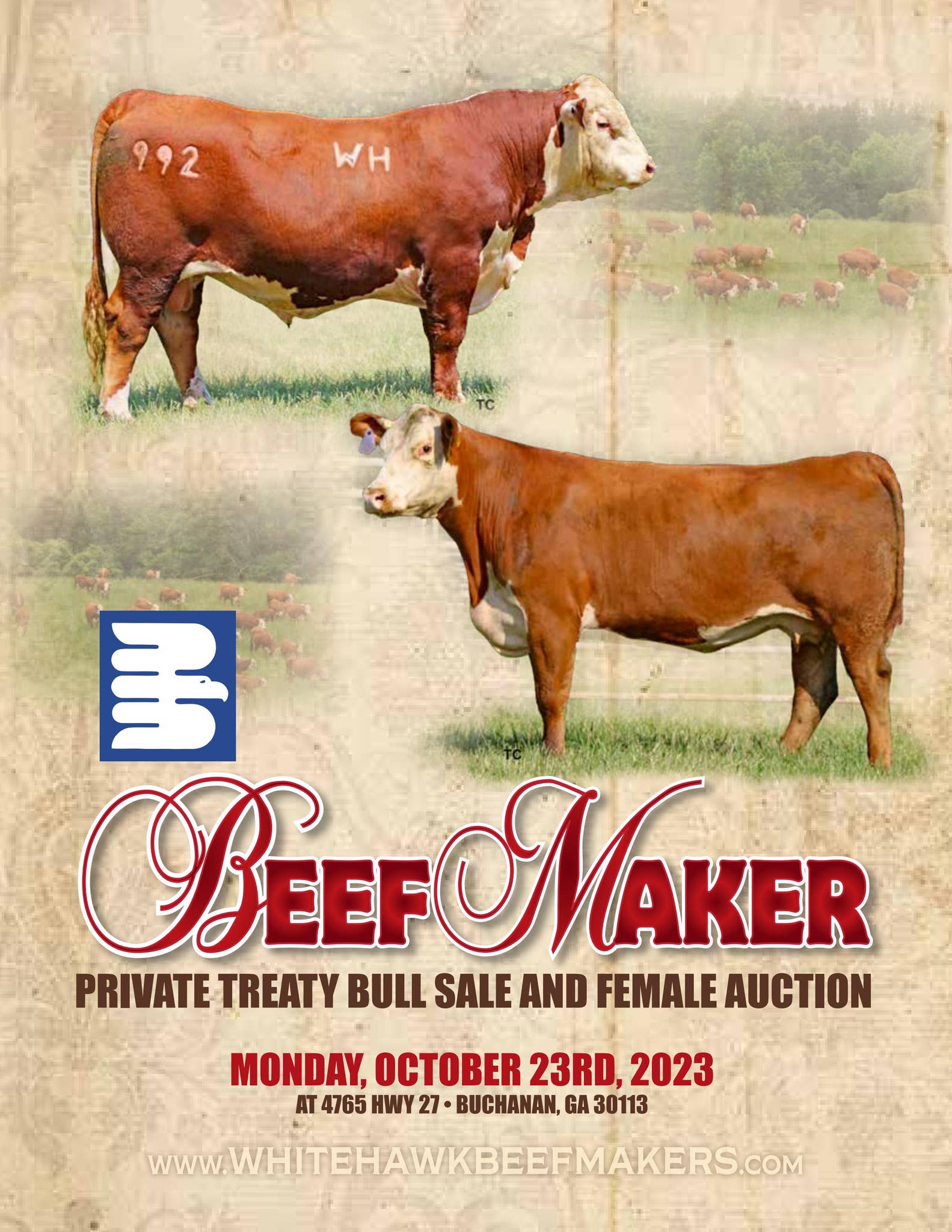 Whitehawk Ranch Logo Whitehawk Ranch Beef Maker Bull & Female Sale by American Hereford ...
