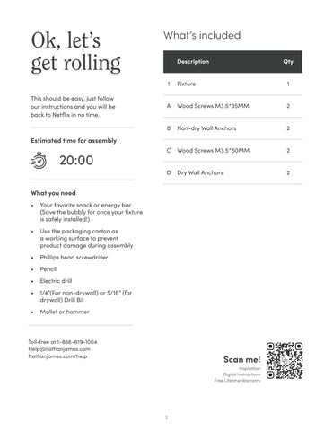 nathanjameshome 灯饰目录 · Daniel 壁灯 Instruction Sheet 第 2 页
