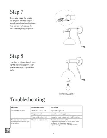 nathanjameshome 灯饰目录 · Daniel 壁灯 Instruction Sheet 第 8 页