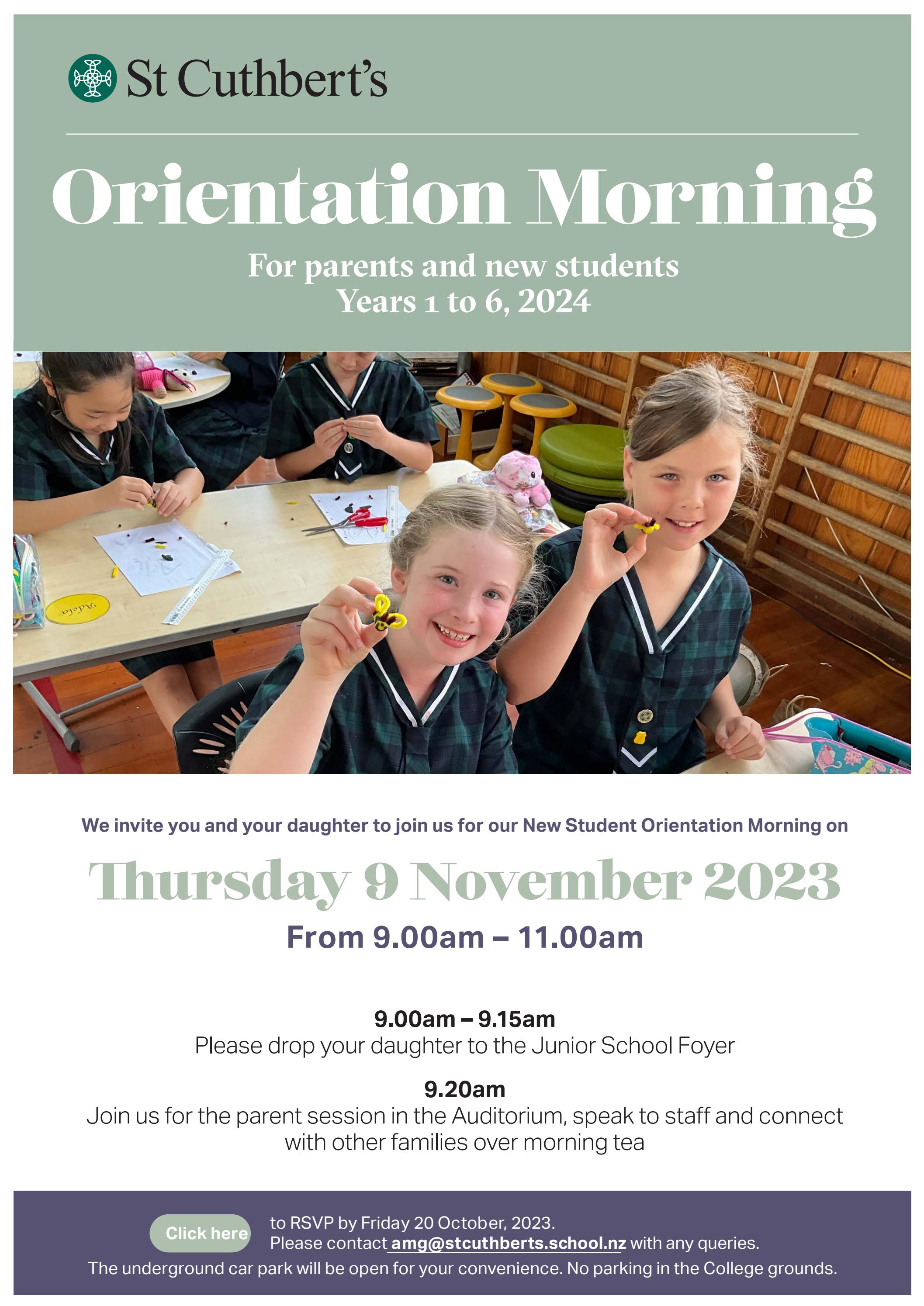 2024 New Junior Student Orientation Invite by St Cuthbert's College Issuu
