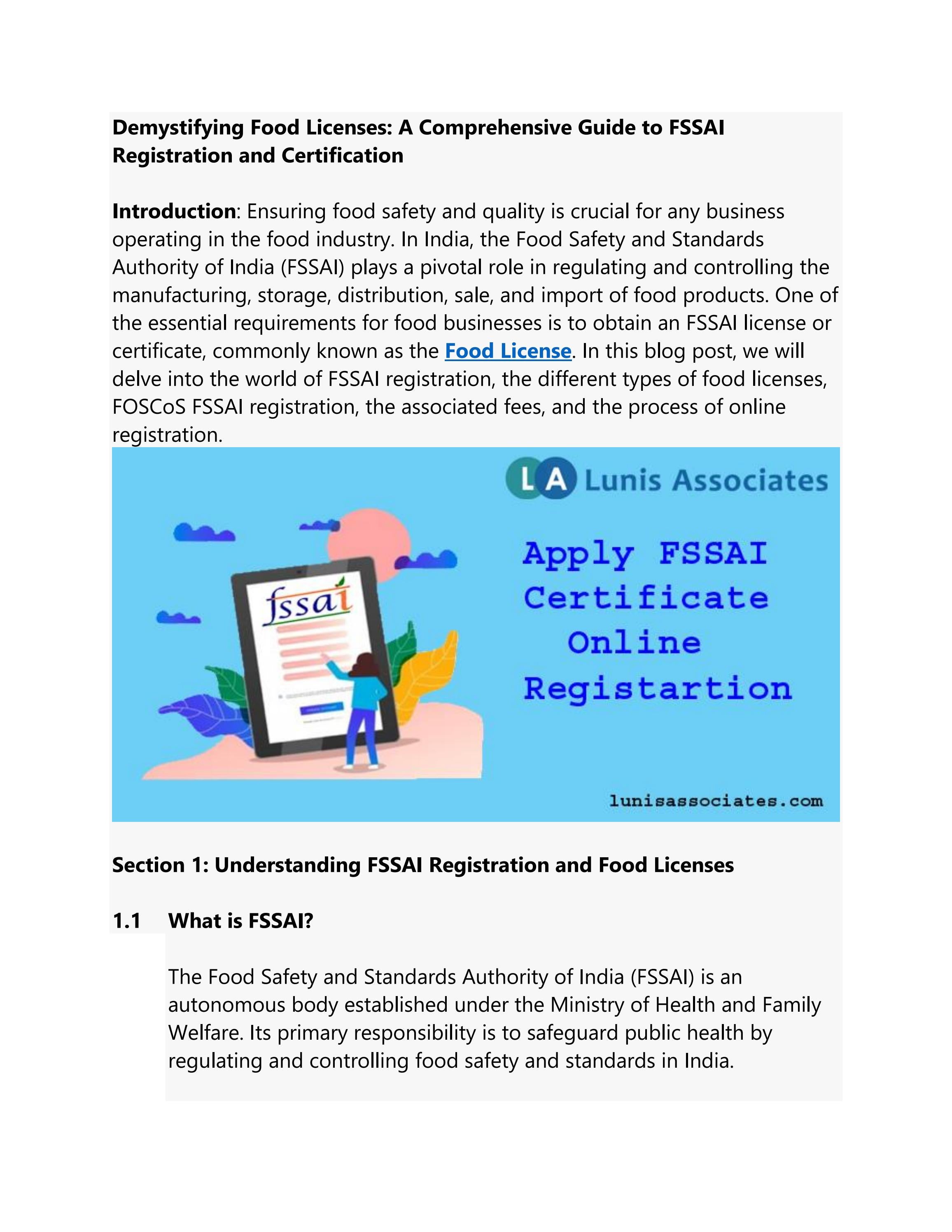 Demystifying Food Licenses A Comprehensive Guide to FSSAI Registration and Certification by ISO