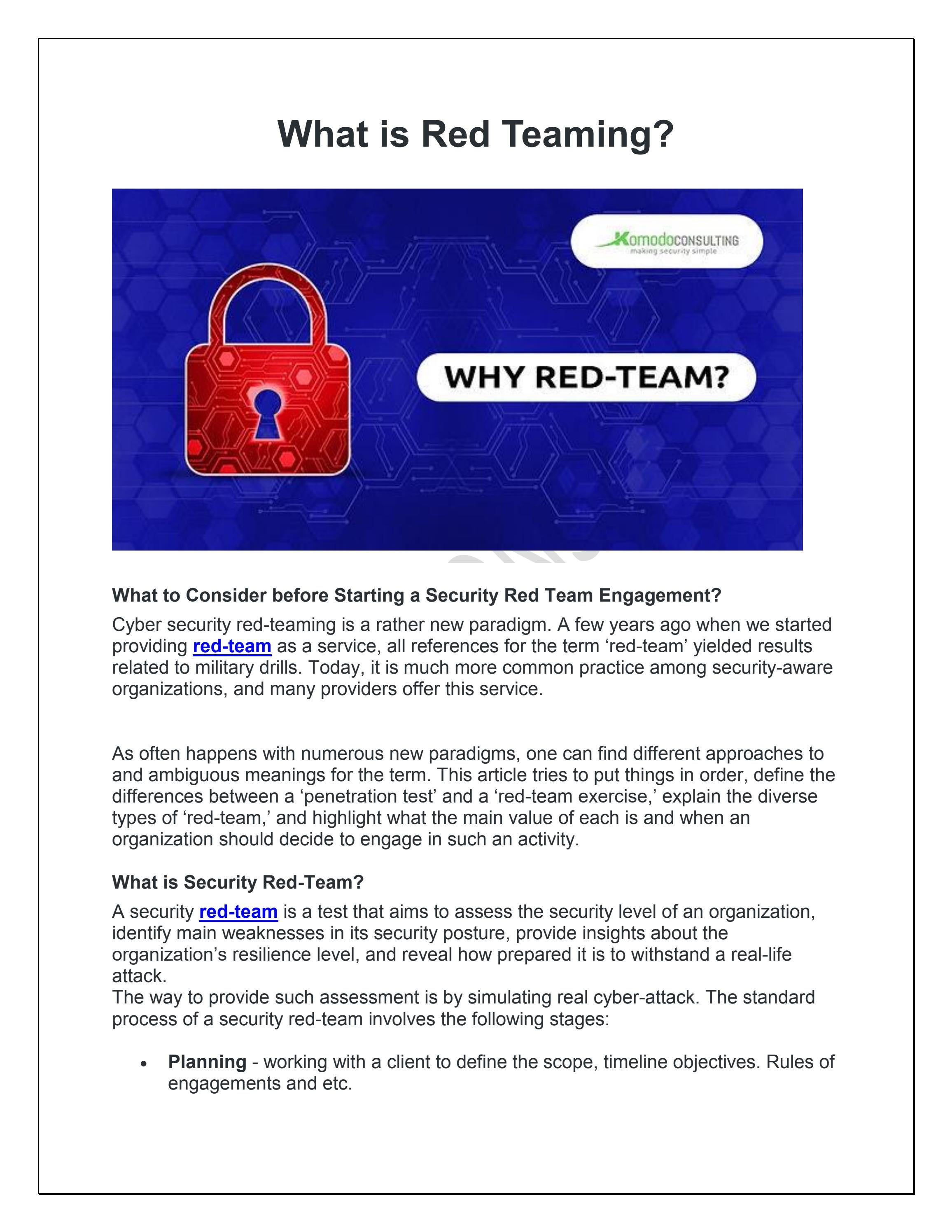 What is Security Red-Team? by Komodo Consulting - Issuu