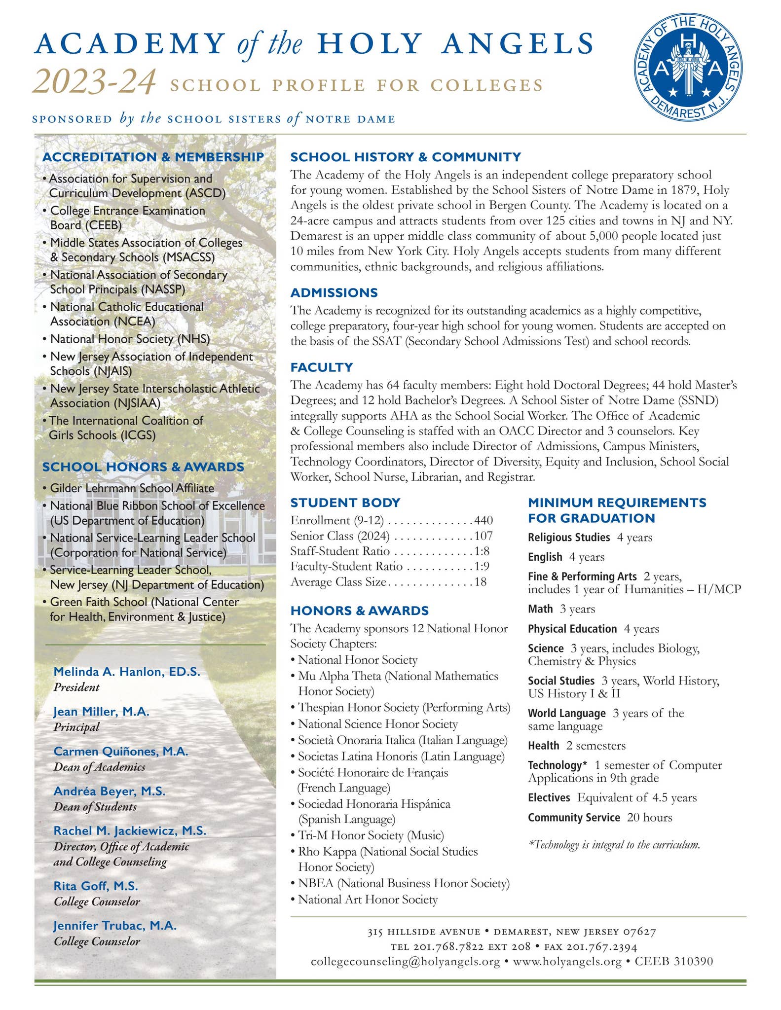 23-24 School Profile by Academy of the Holy Angels - Issuu