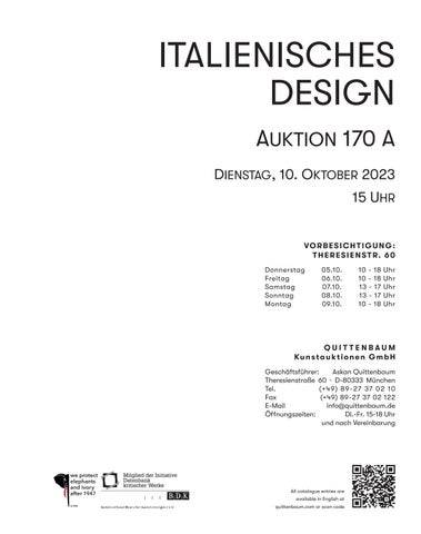 Quittenbaum Kunstauktionen GmbH 灯饰目录 · Auktion 170A | ITALIENISCHES DESIGN | QUITTENBAUM KUNSTAUKTIONEN 第 3 页
