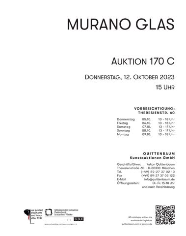 Quittenbaum Kunstauktionen GmbH 灯饰目录 · Auktion 170C | 穆拉诺玻璃 GLAS | QUITTENBAUM KUNSTAUKTIONEN 第 3 页