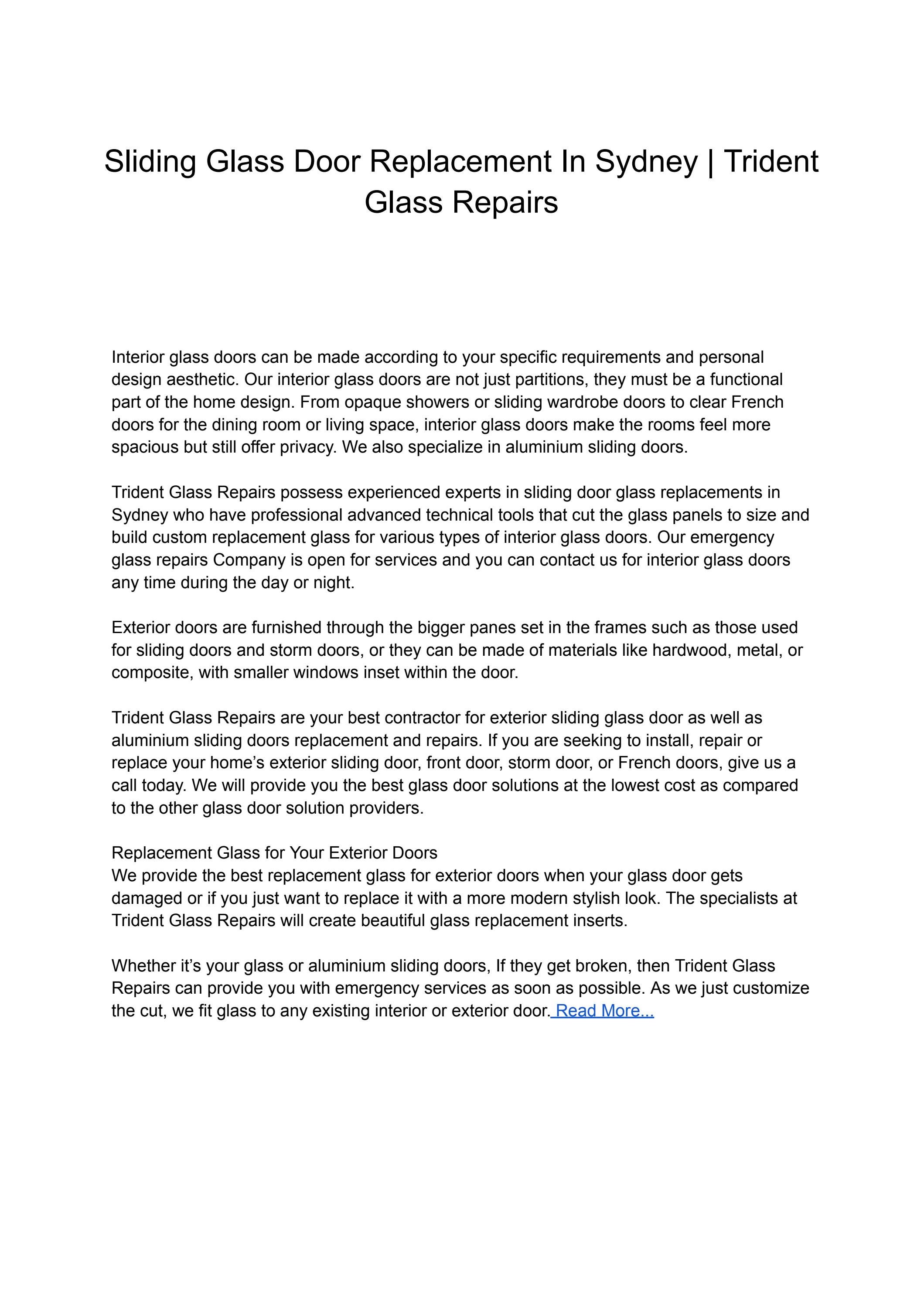 Sliding Glass Door Replacement In Sydney Trident Glass Repairs by