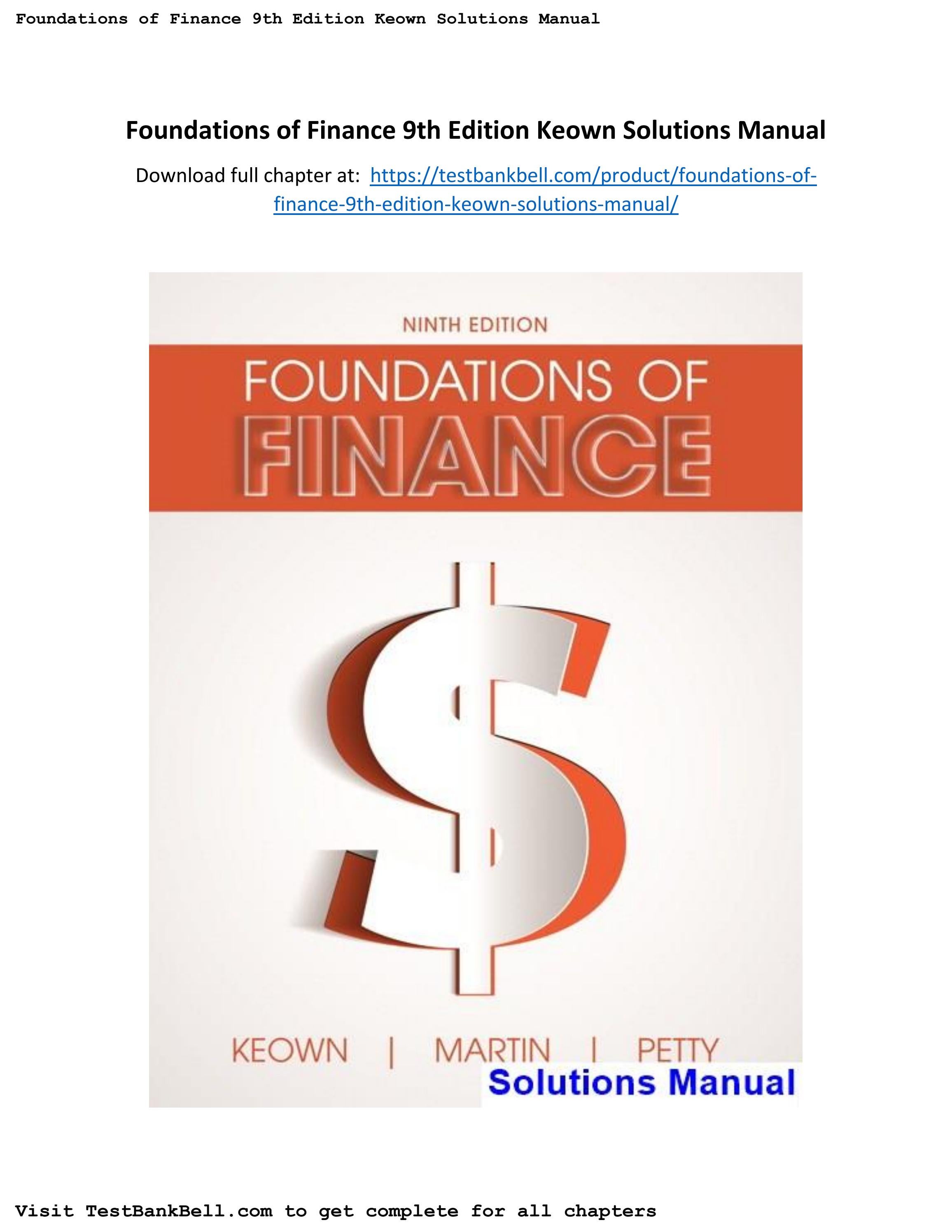 Foundations of finance 9th edition keown solutions manual by allen