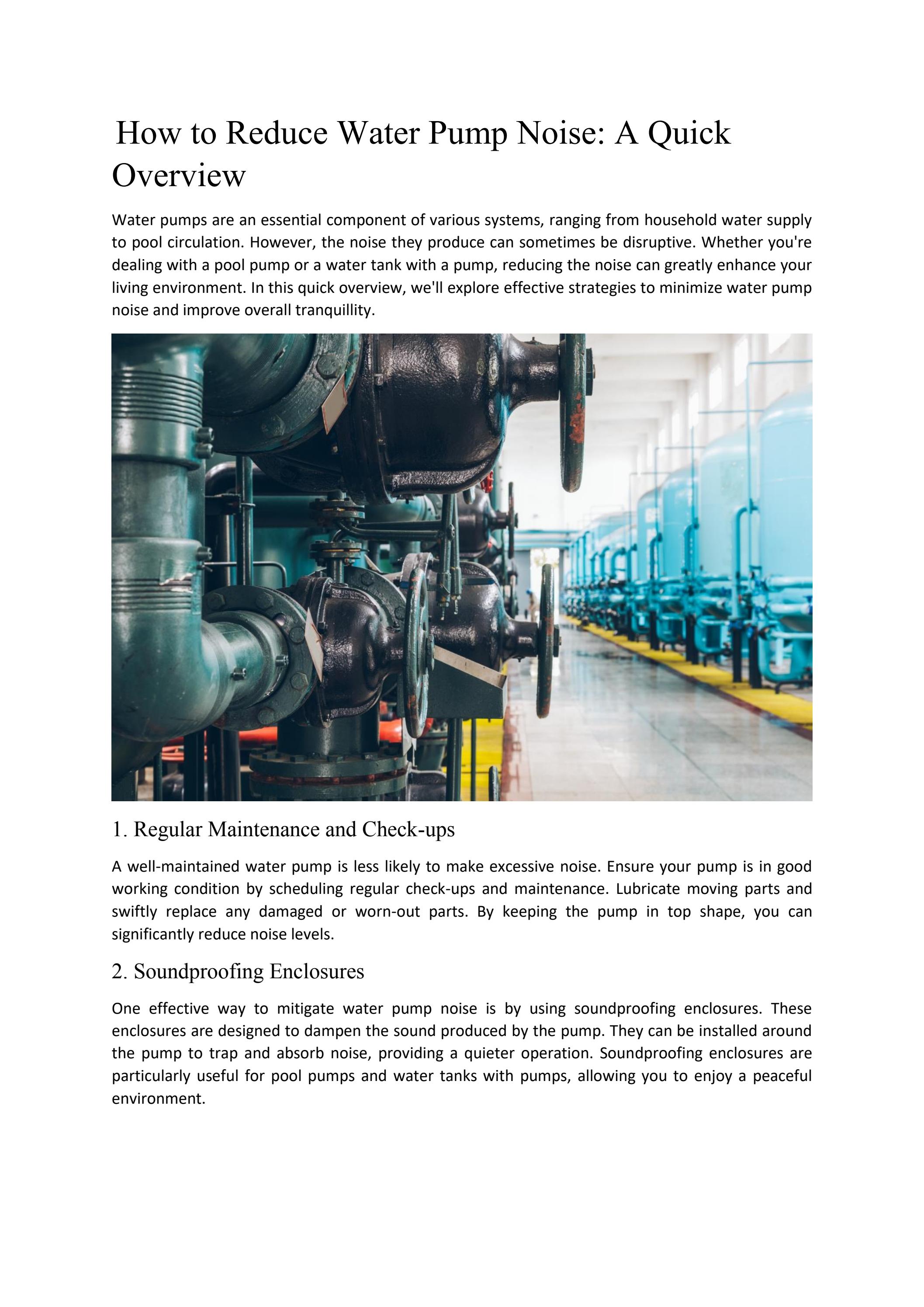 How to Reduce Water Pump Noise A Quick Overview by enviropumpservice