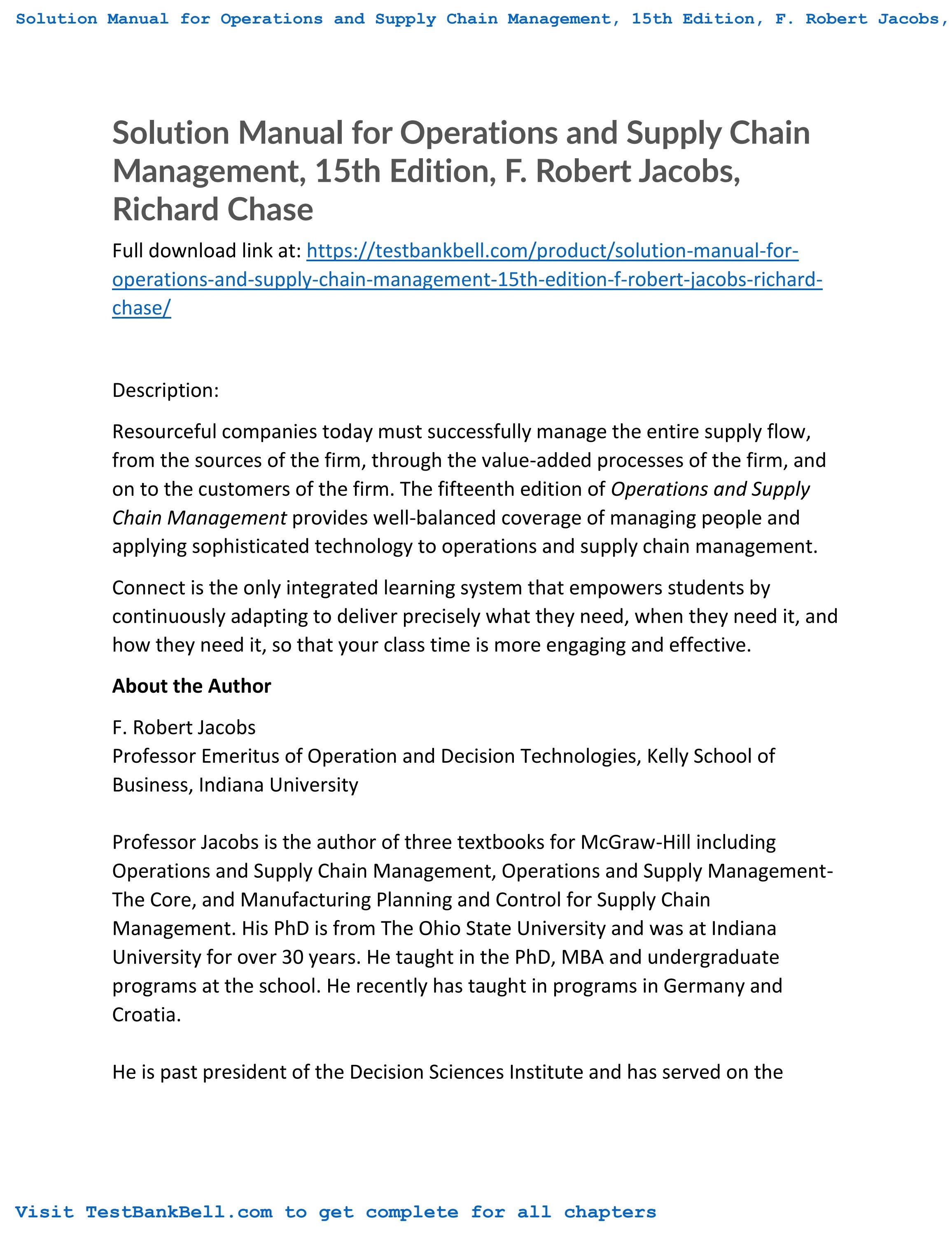 Operations And Supply Chain Management By F. Robert Jacobs – FYKV