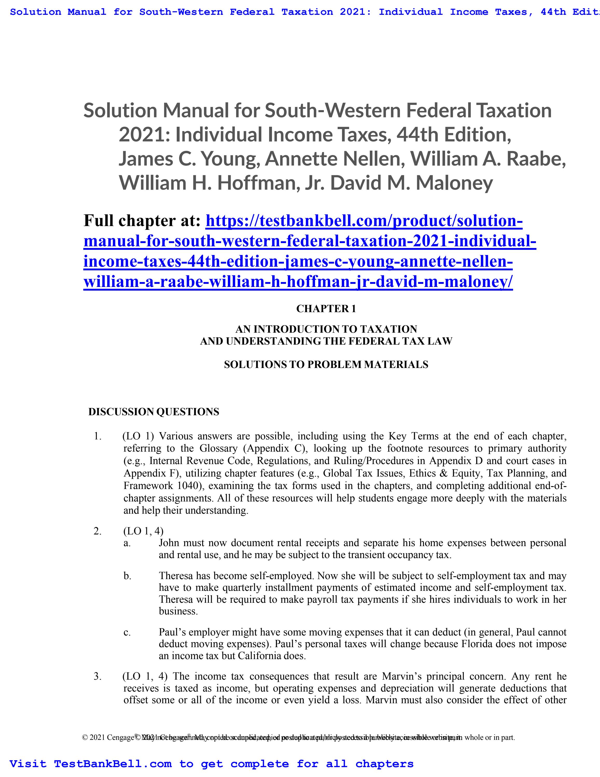Solution manual for south western federal taxation 2021 individual