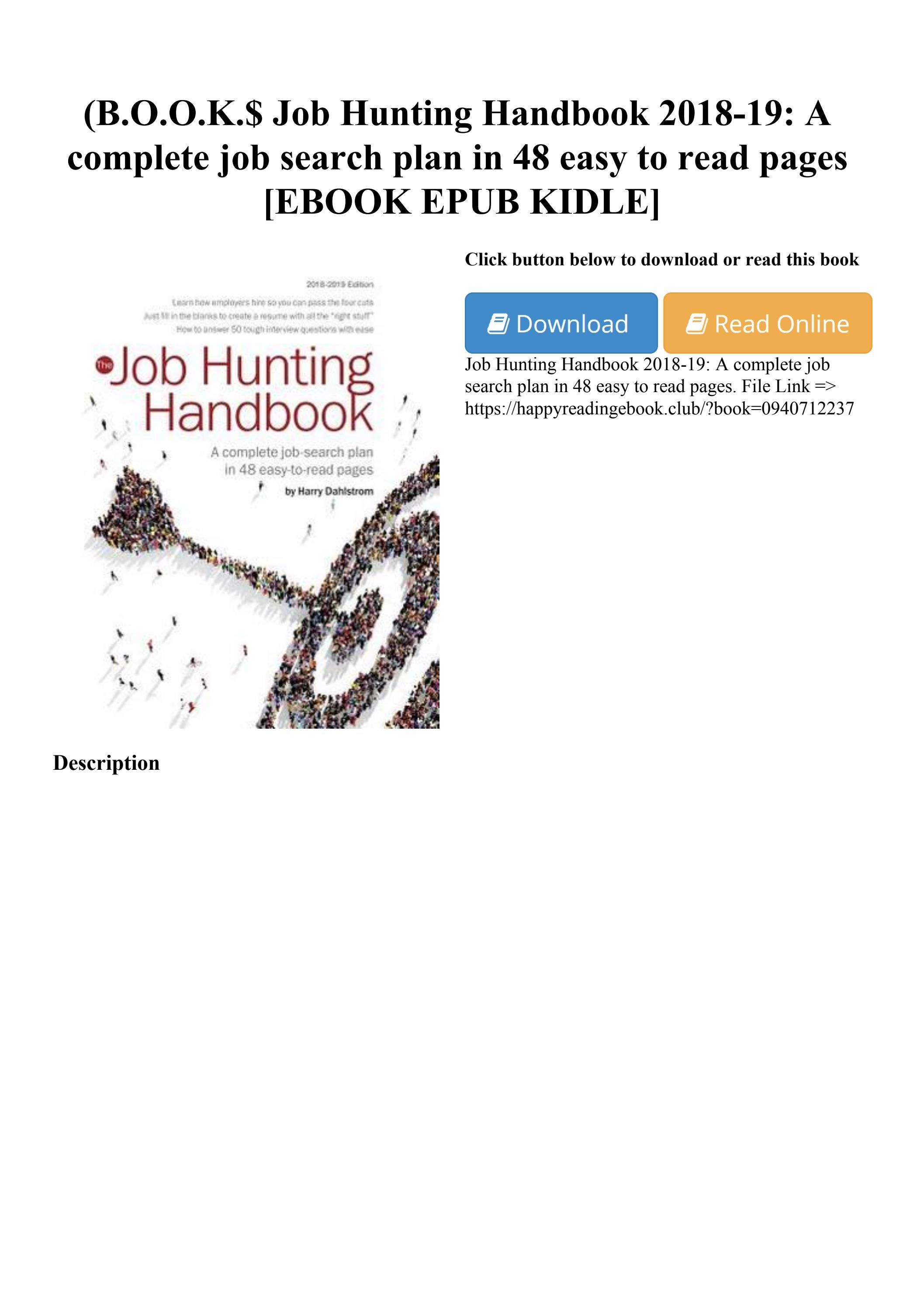 (B.O.O.K. Job Hunting Handbook 201819 A complete job search plan in