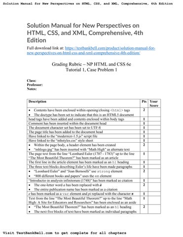 Solution manual for new perspectives on html css and xml comprehensive ...