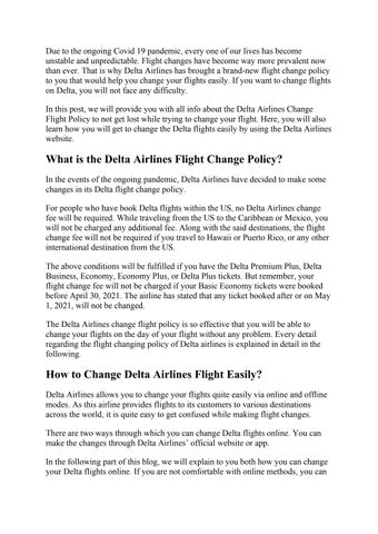 Cover of "Delta Airlines Flight Change Policy 1-888-504-1105"