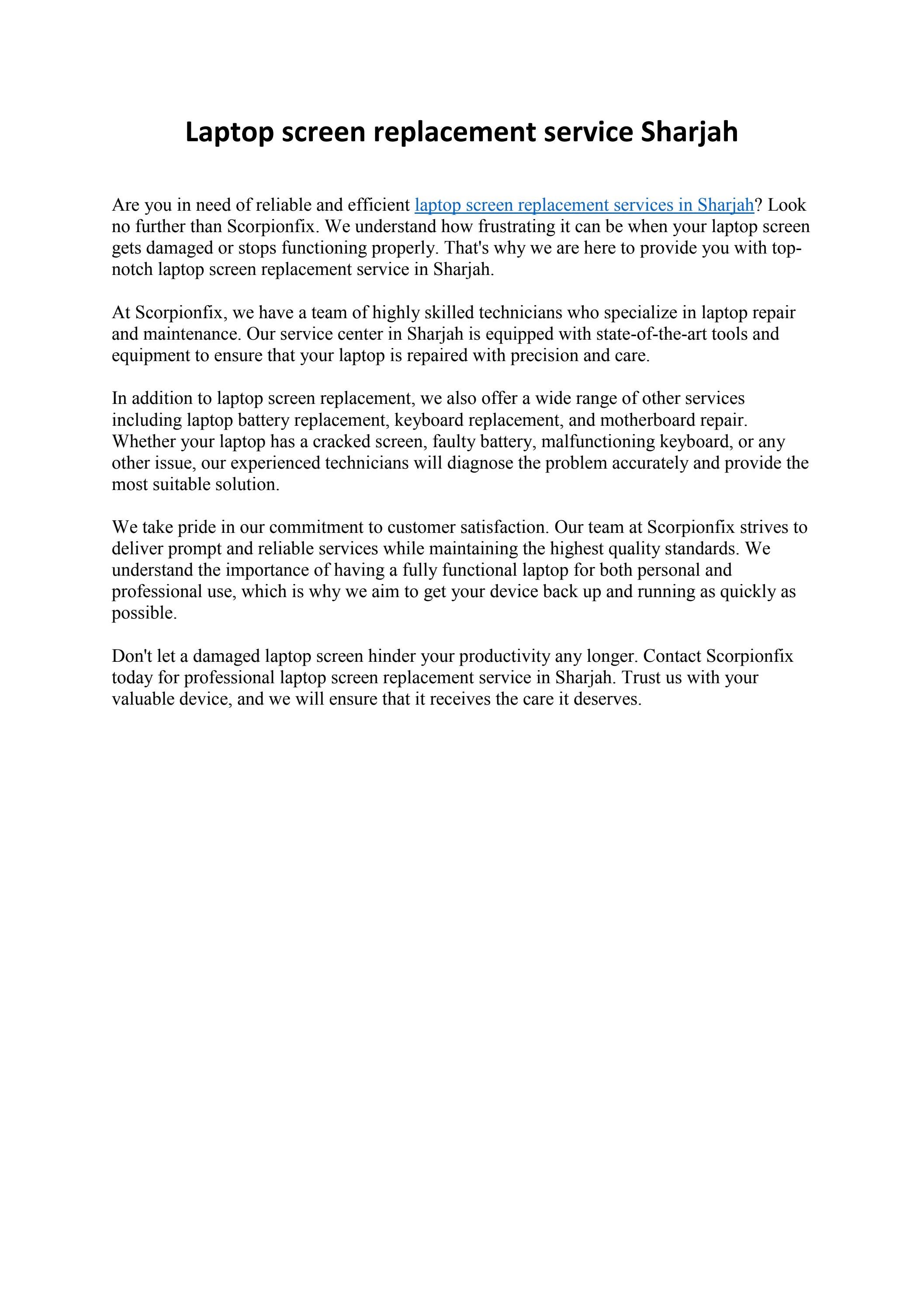 Laptop screen replacement service Sharjah by Keerthy Issuu