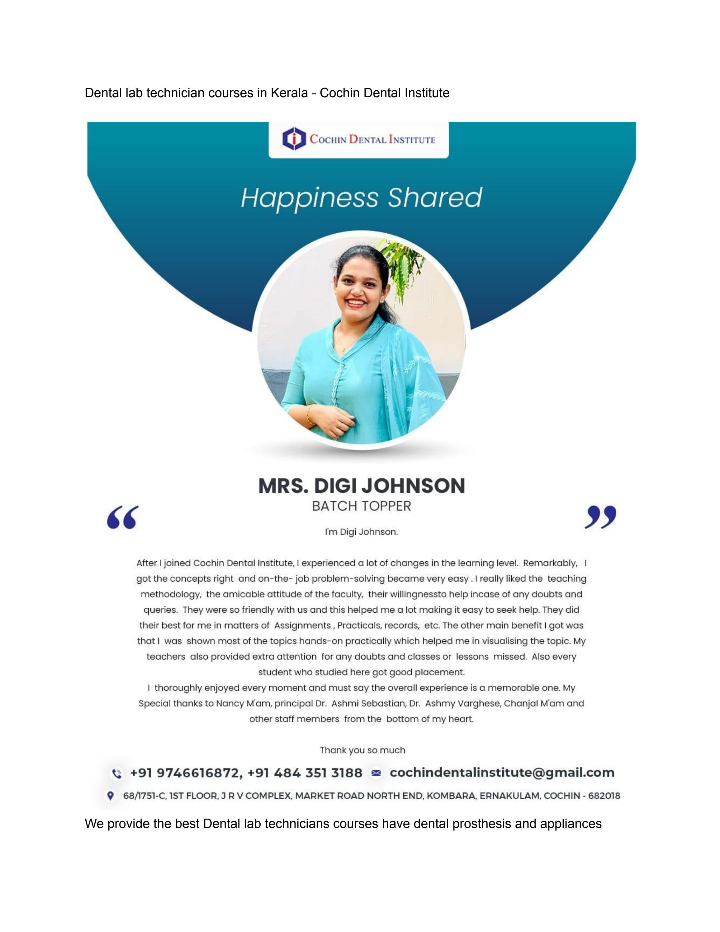 Best Dental Technician Courses in Kerala by Cochin Dental Issuu