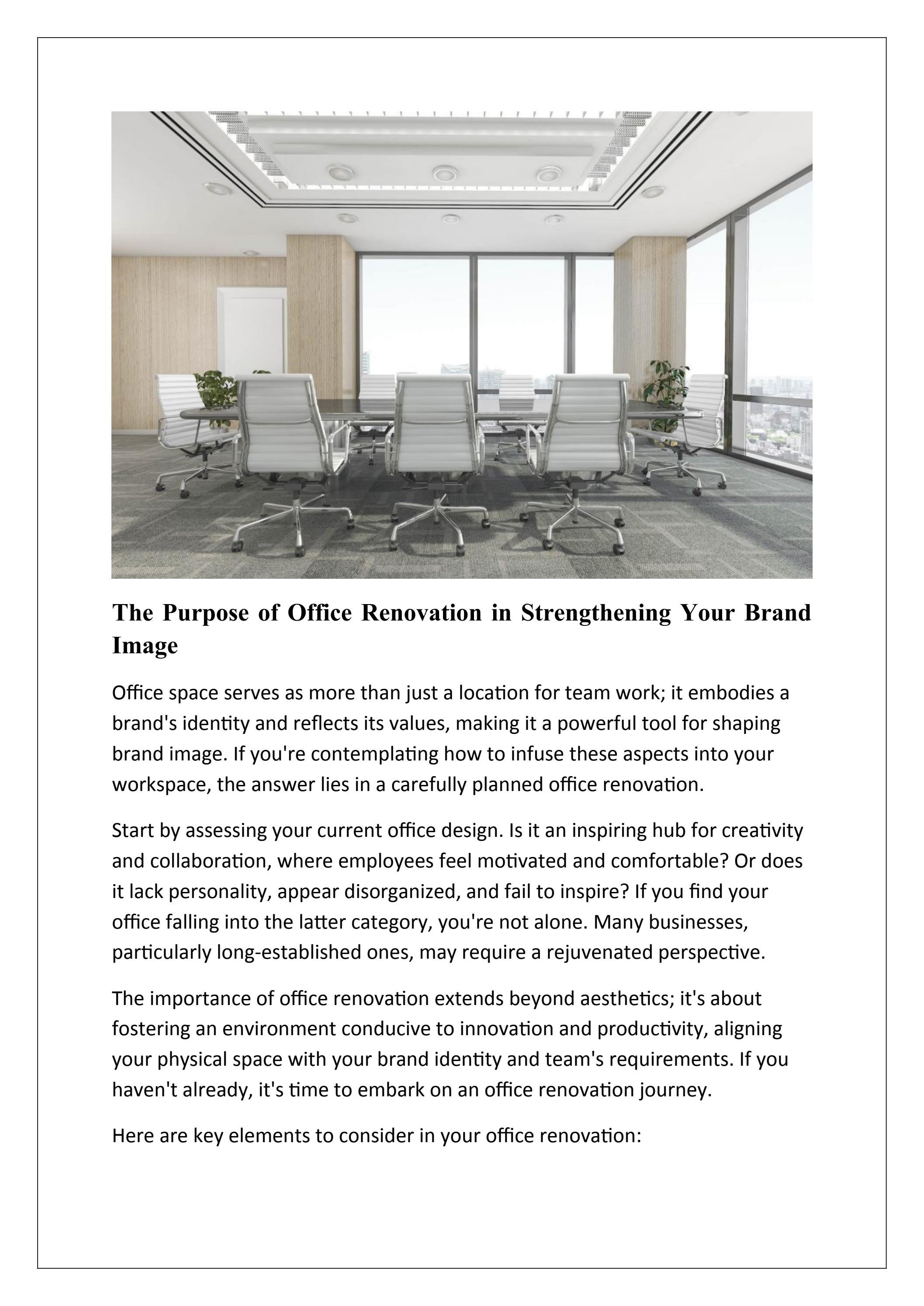 The Purpose of Office Renovation in Strengthening Your Brand Image by