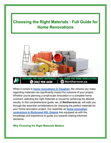Choosing the Right Materials : Full Guide for Home Renovations by ...