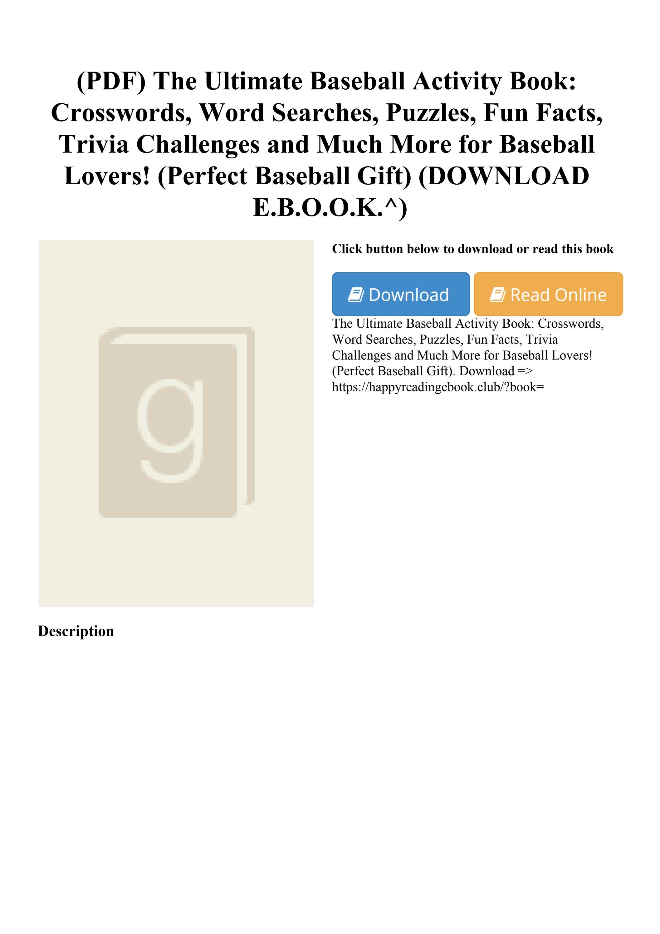 (PDF) The Ultimate Baseball Activity Book Crosswords Word Searches