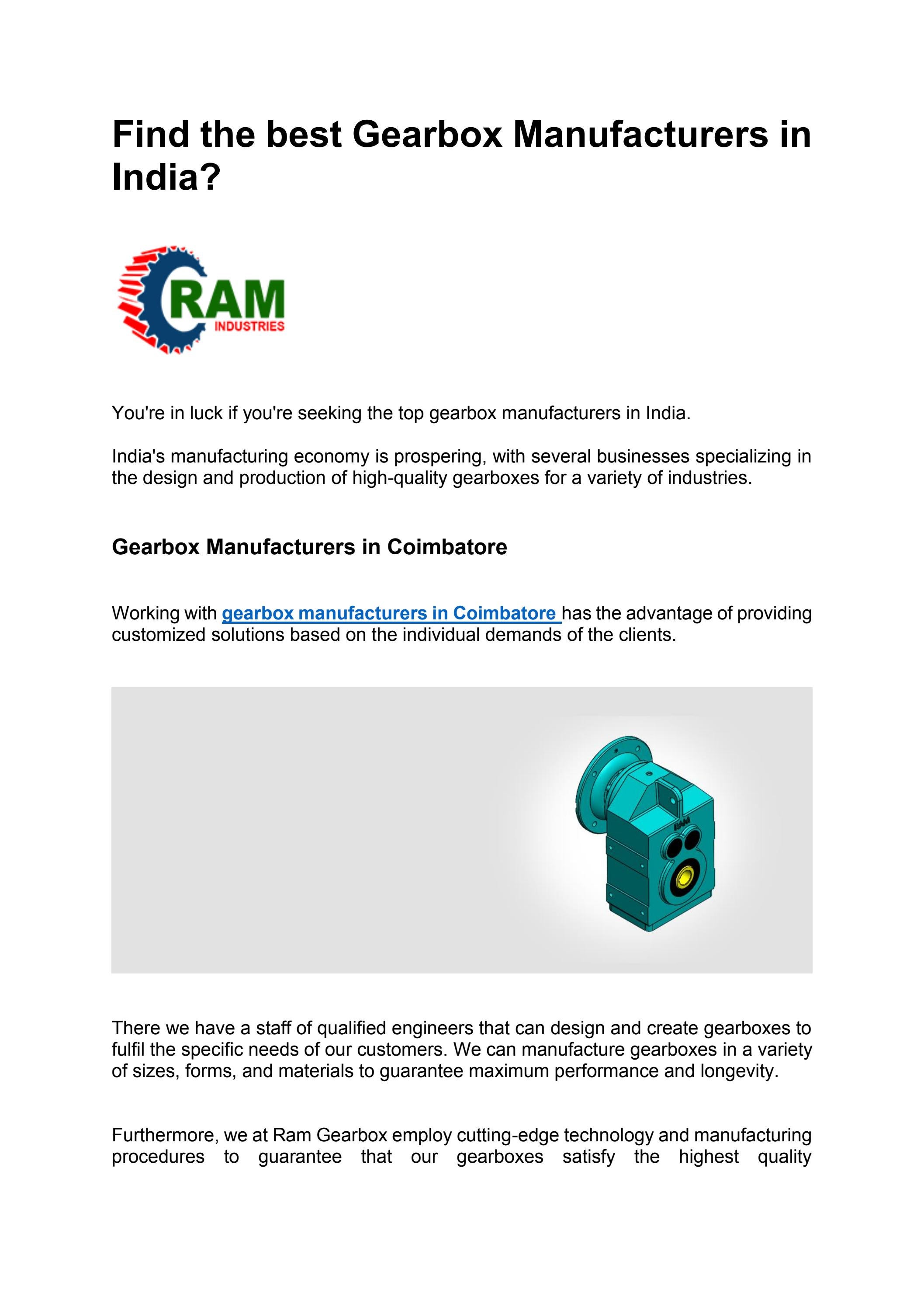 Find the best Gearbox Manufacturers in India? by miconsystem Issuu