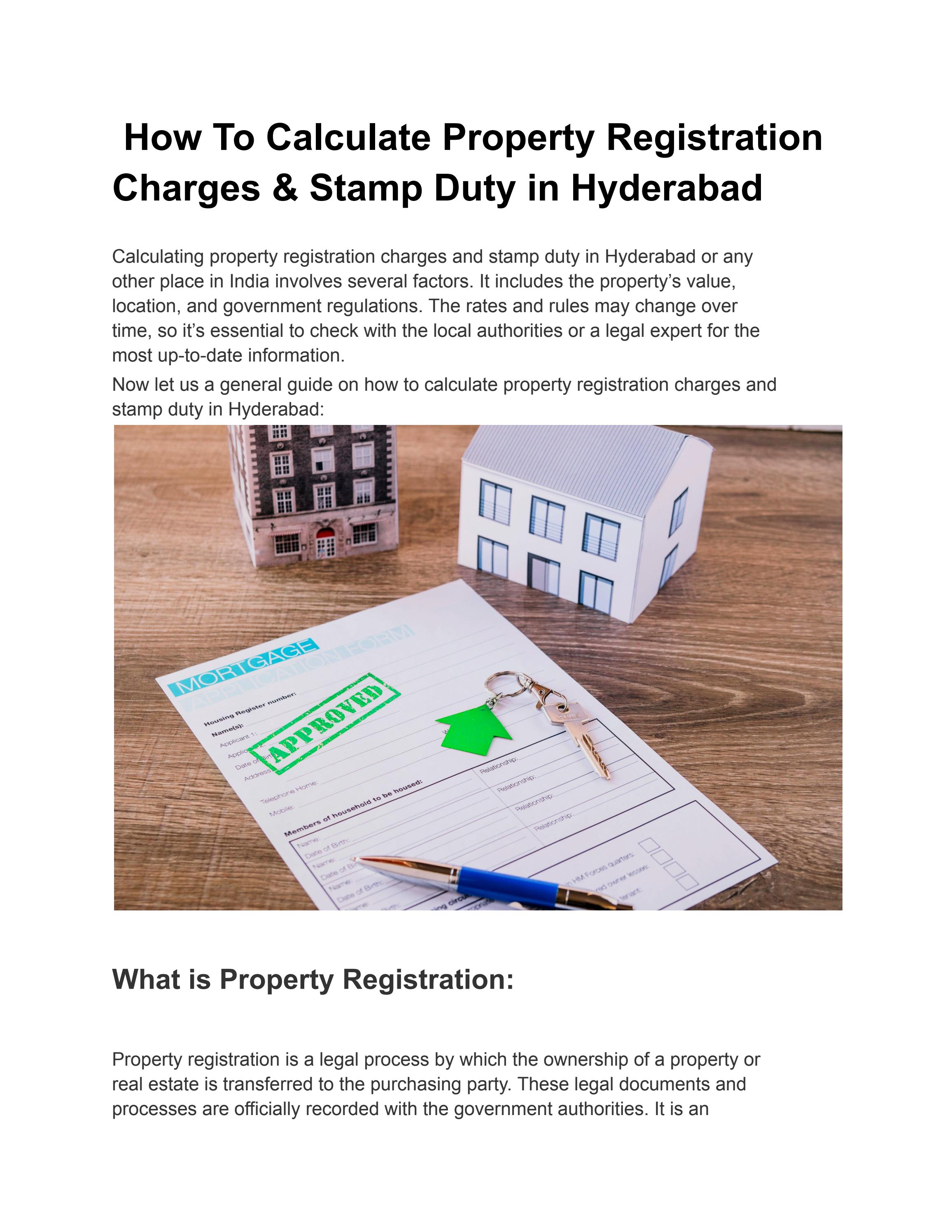 How To Calculate Property Registration Charges & Stamp Duty In Hyderabad by viyaysai Issuu