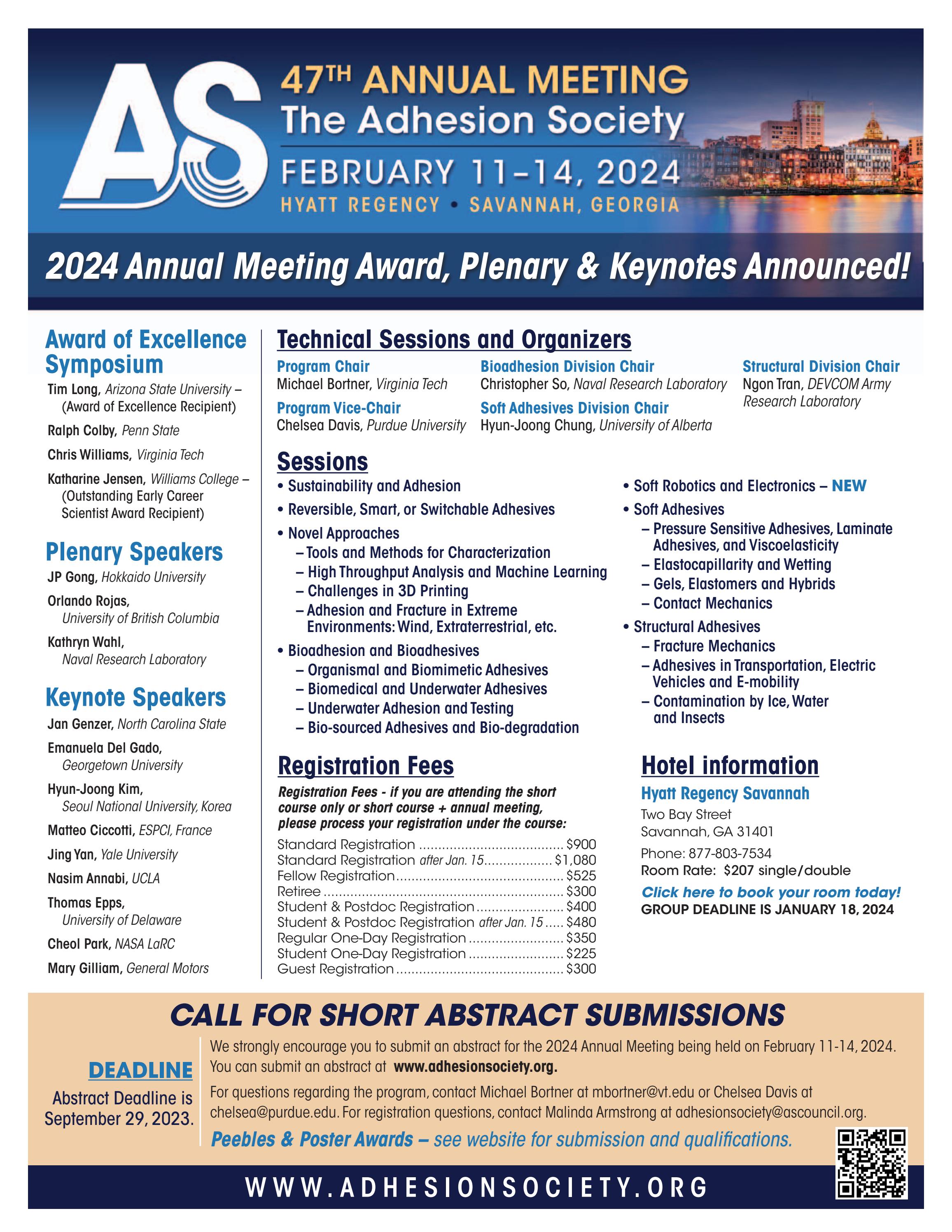 2024 Adhesion Society Meeting Keynotes Handout by The Adhesive