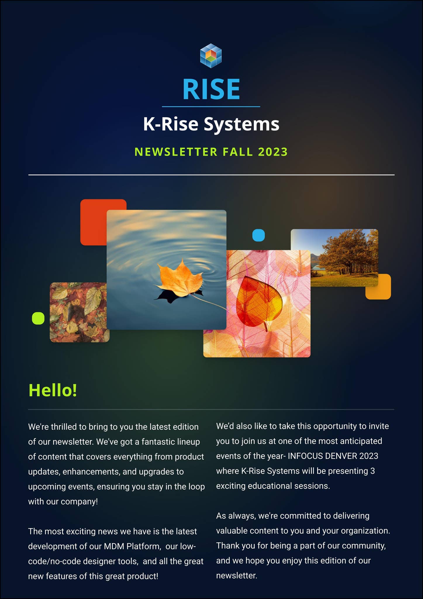 Cor Rise System 2023 K-Rise Fall Newsletter by Rise - from K-Rise Systems, Inc. - Issuu