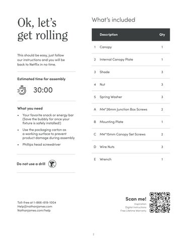 nathanjameshome 家具目录 · Argo 吸顶灯 Instruction Sheet 第 2 页