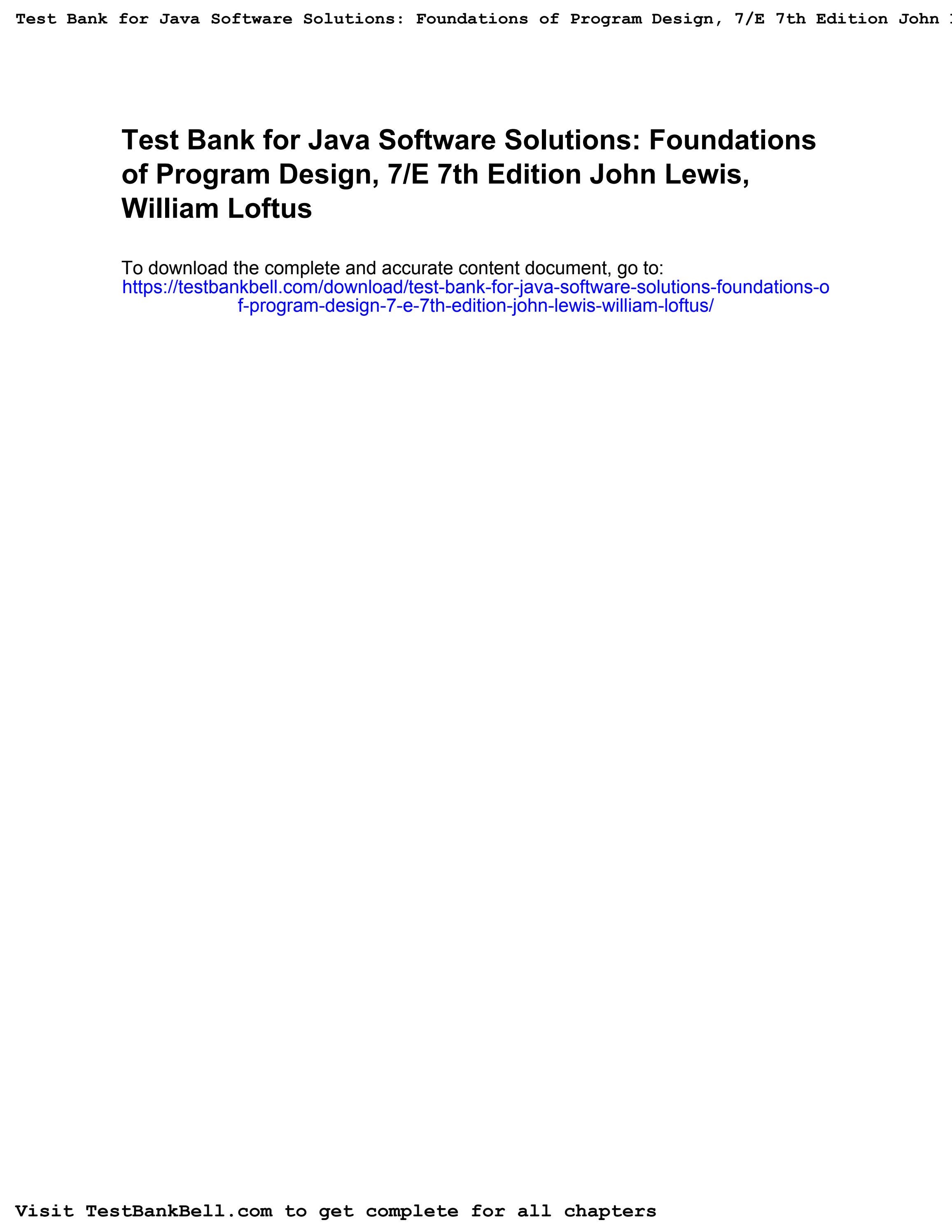 Test bank for java software solutions foundations of program design 7 e ...