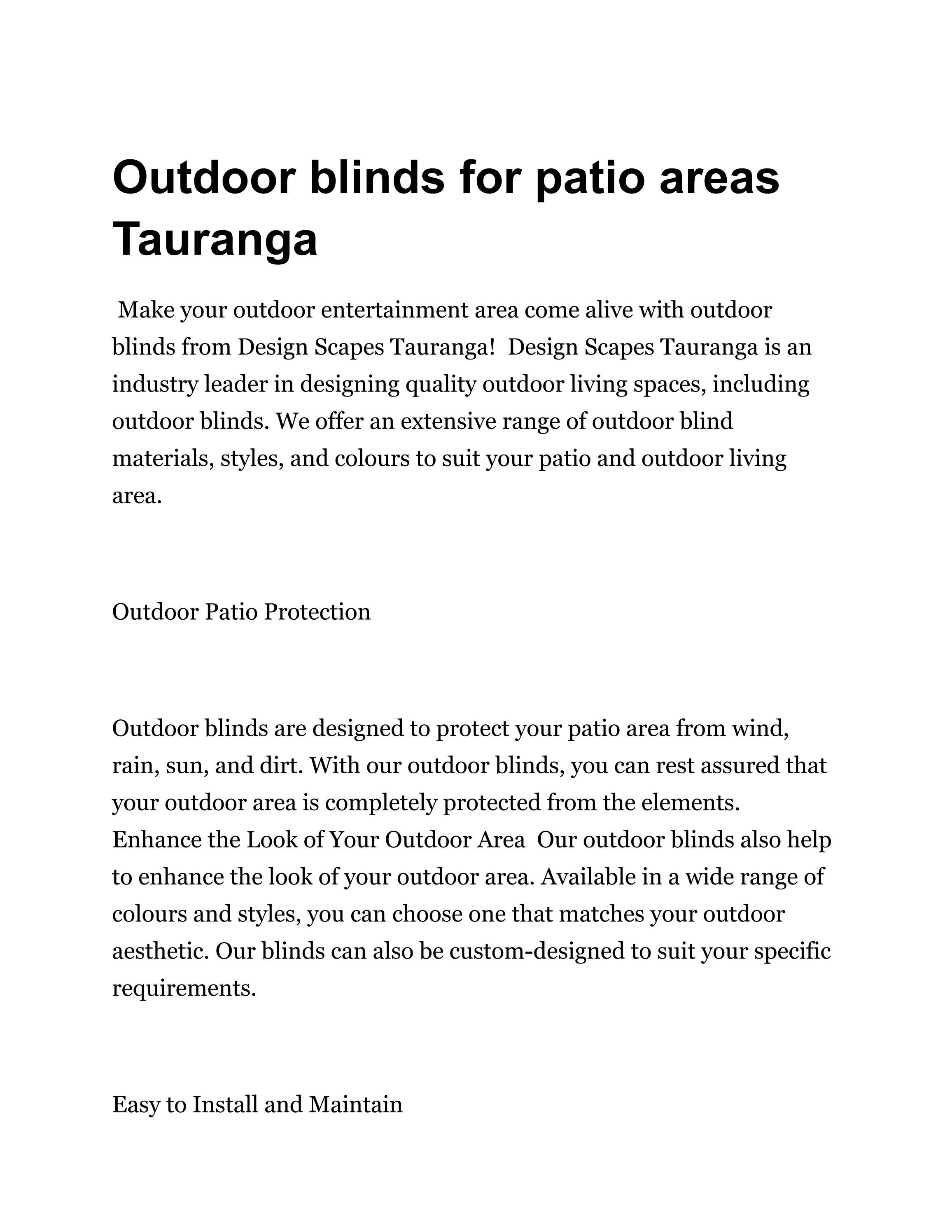 Outdoor blinds for patio areas Tauranga by Design Scapes Issuu
