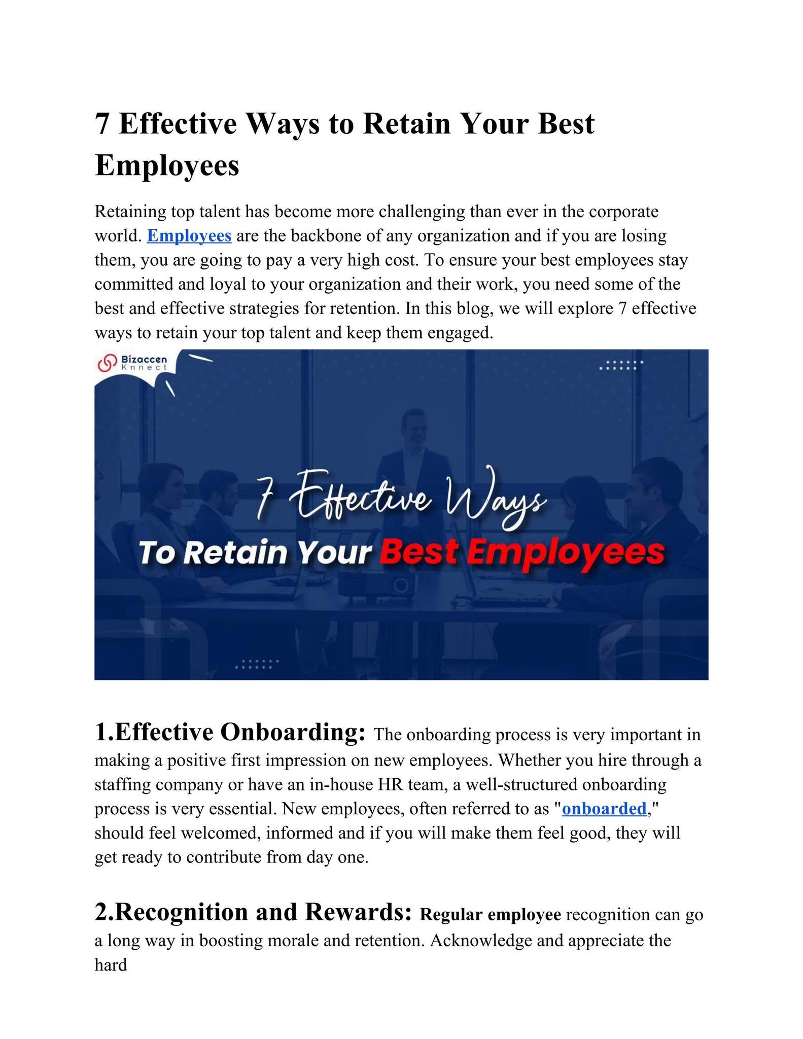 7 Effective Ways to Retain Your Best Employees by Bizaccen Knnect - Issuu