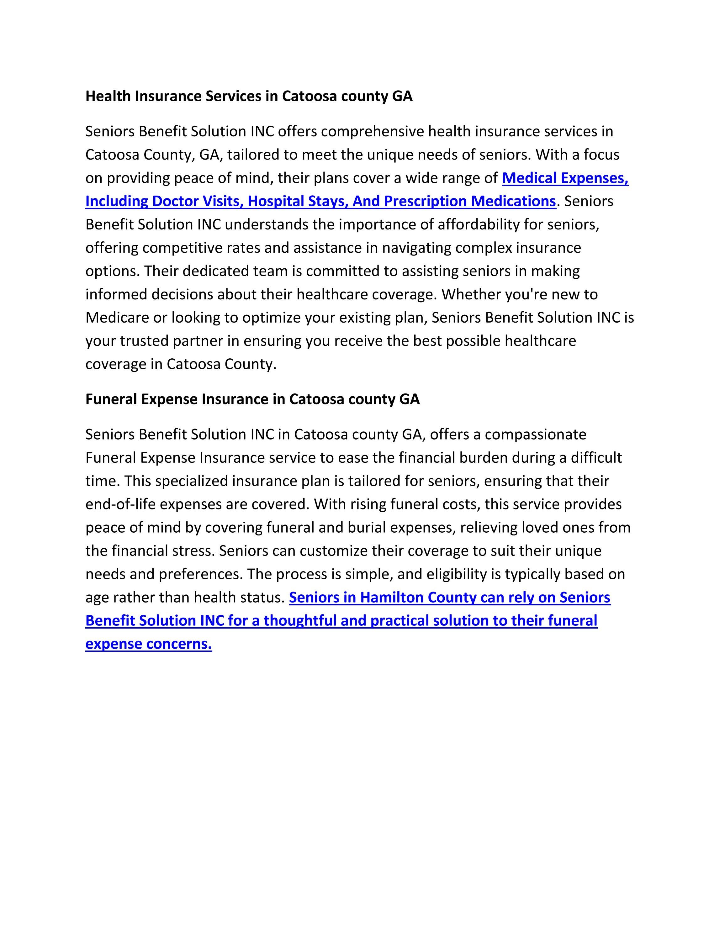 Health Insurance Services in Catoosa county GA by Seniors Benefit