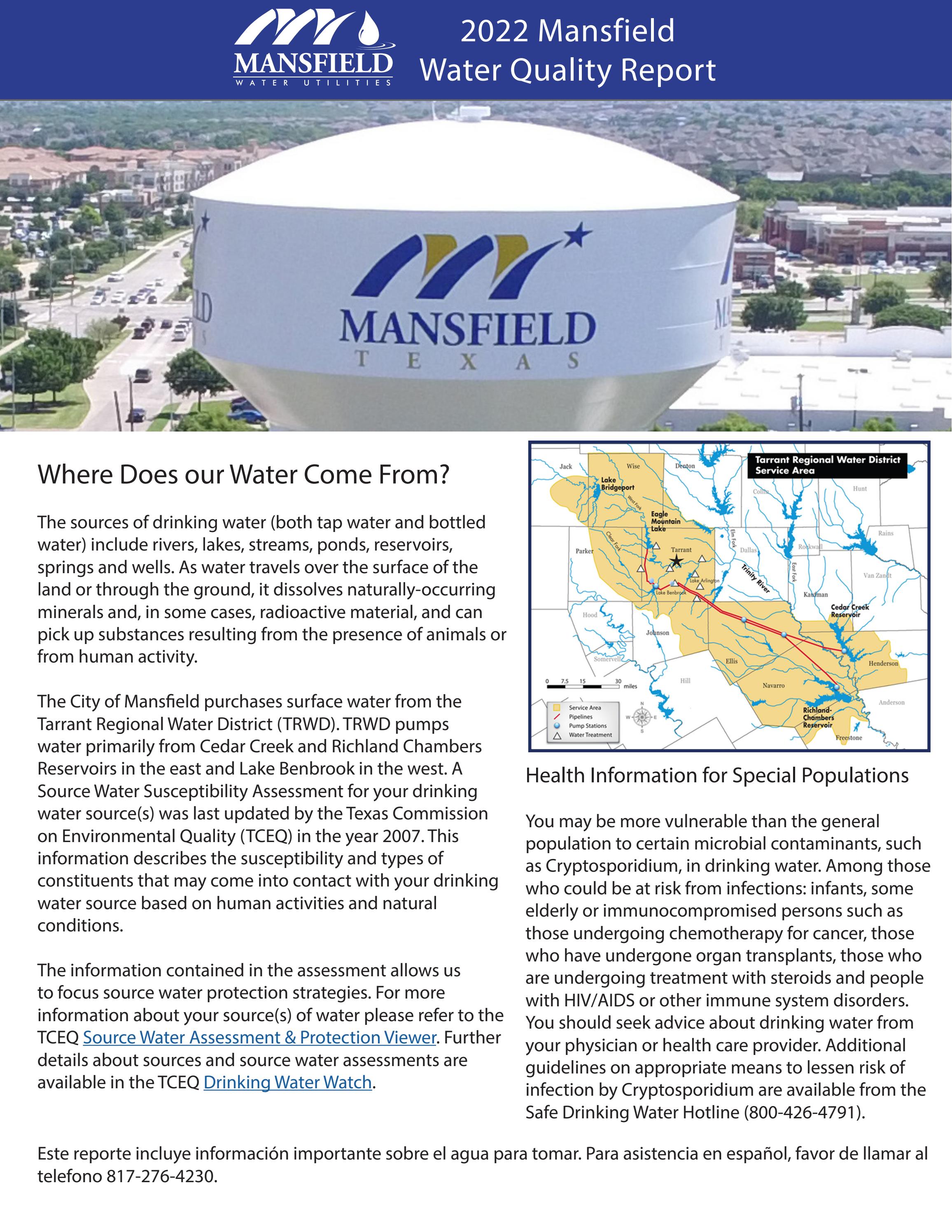 2022 Mansfield Water Quality Report by City of Mansfield, Texas Issuu