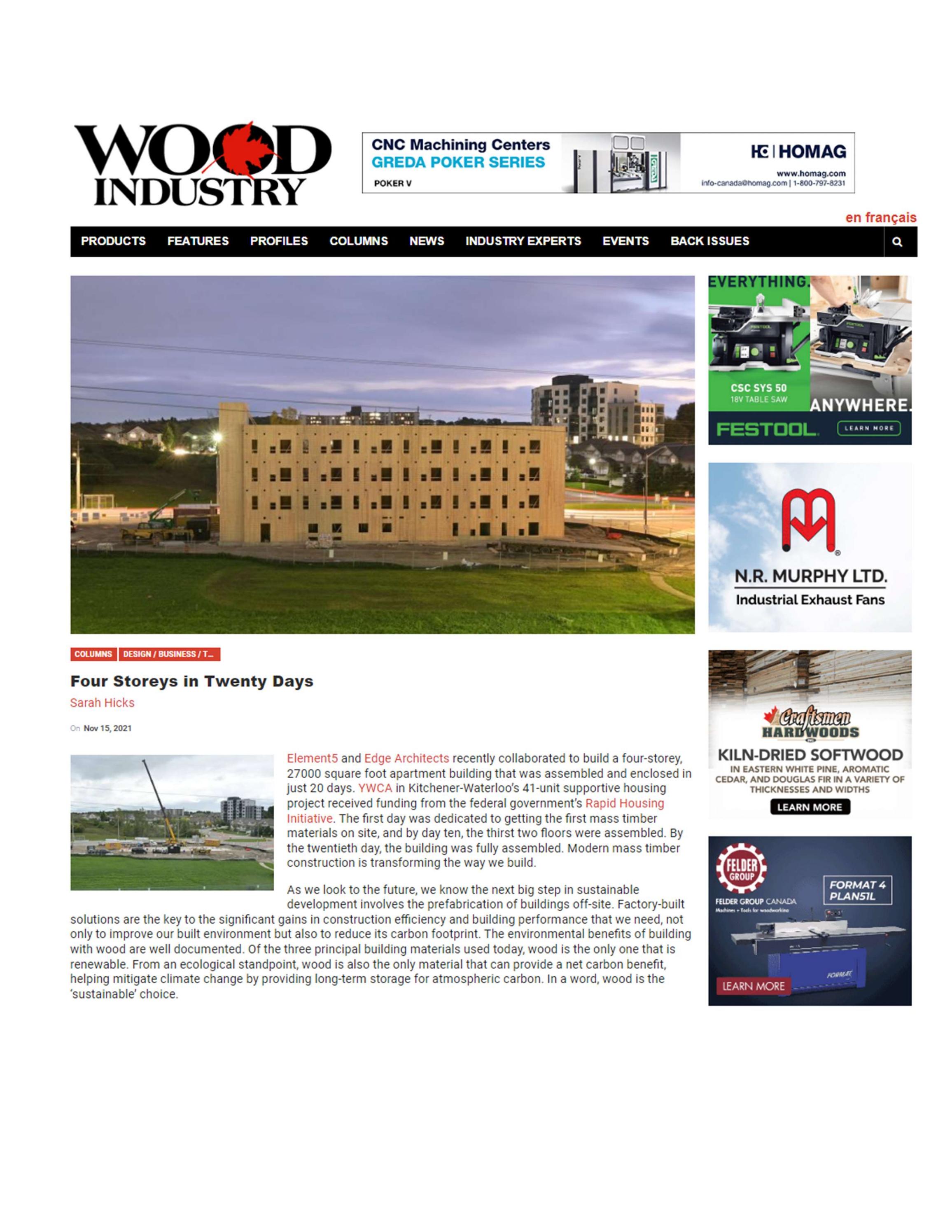 Four storeys in twenty days Wood Industry Magazine by Element5 Issuu