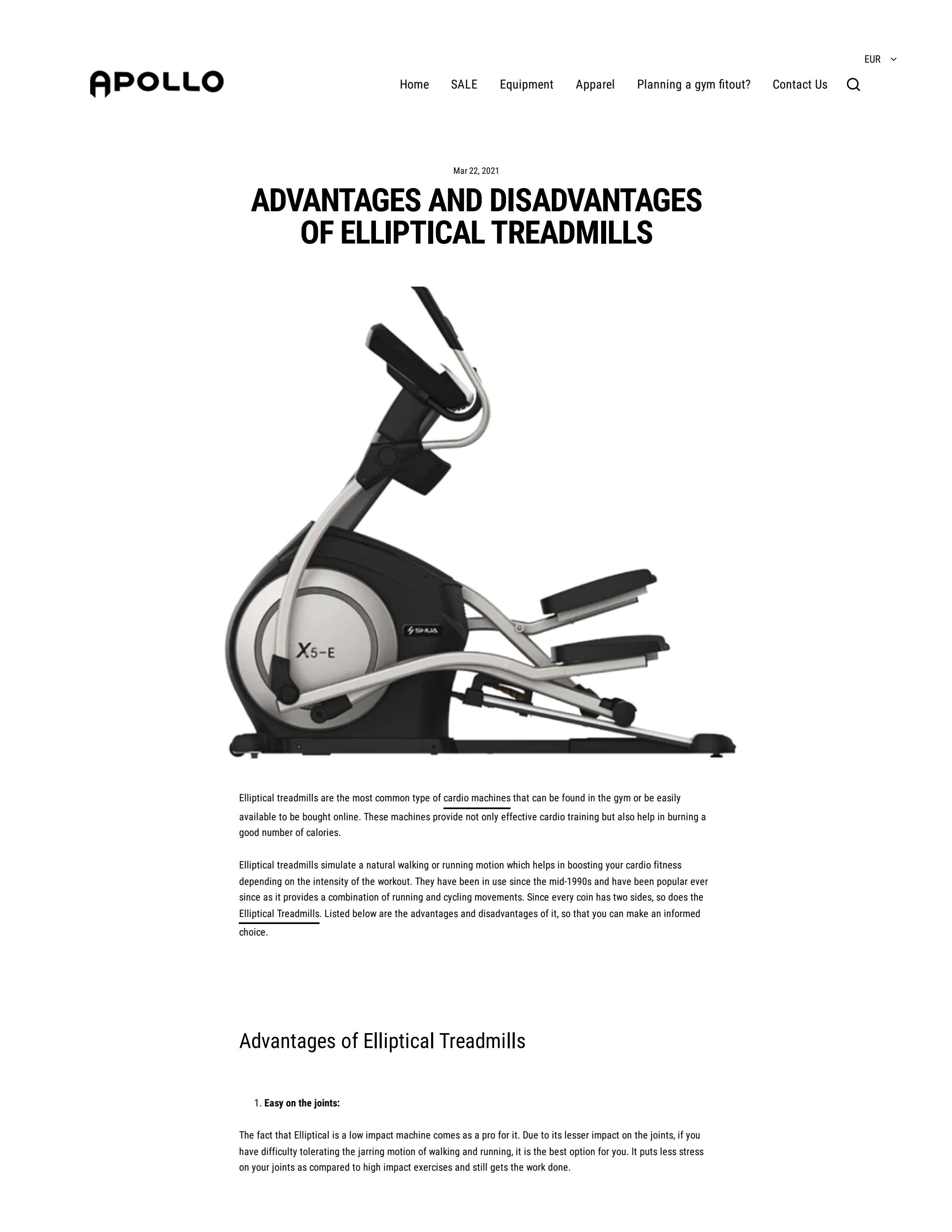 Advantages and Disadvantages of Elliptical Treadmills by Apollo Fitness