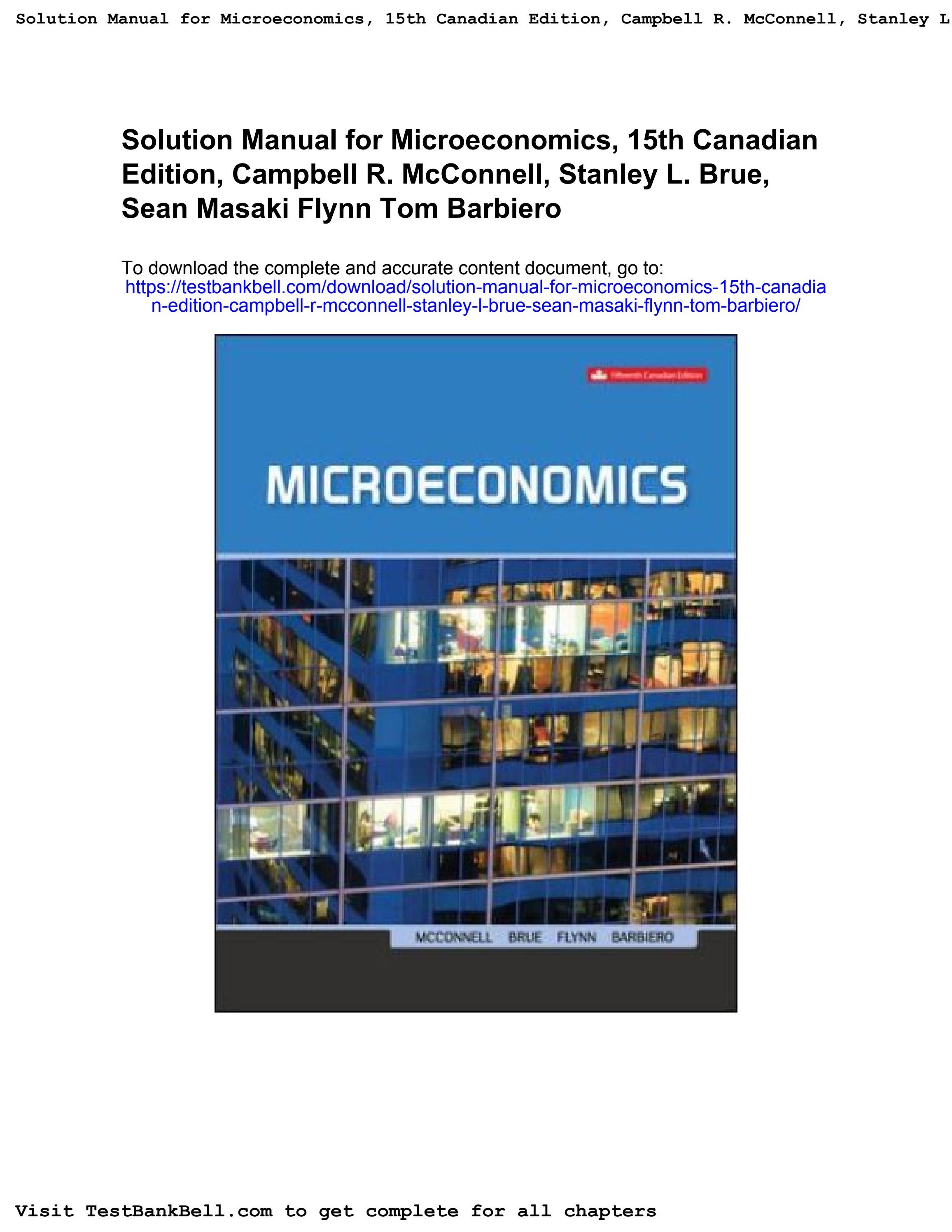 Solution manual for microeconomics 15th canadian edition campbell r ...
