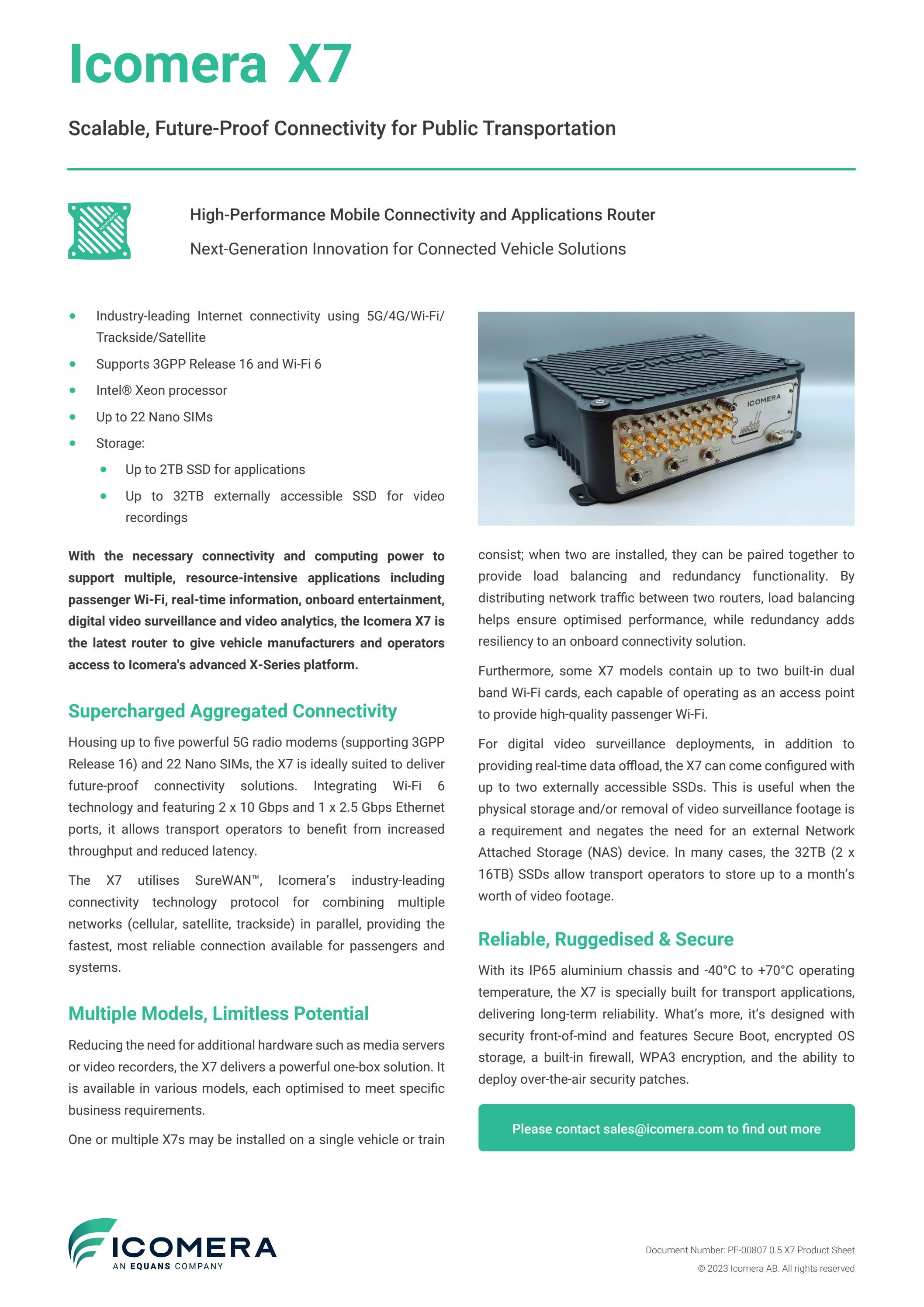 Icomera Bus Router Icomera X7 Mobile Connectivity and Applications Router Product Sheet by ...