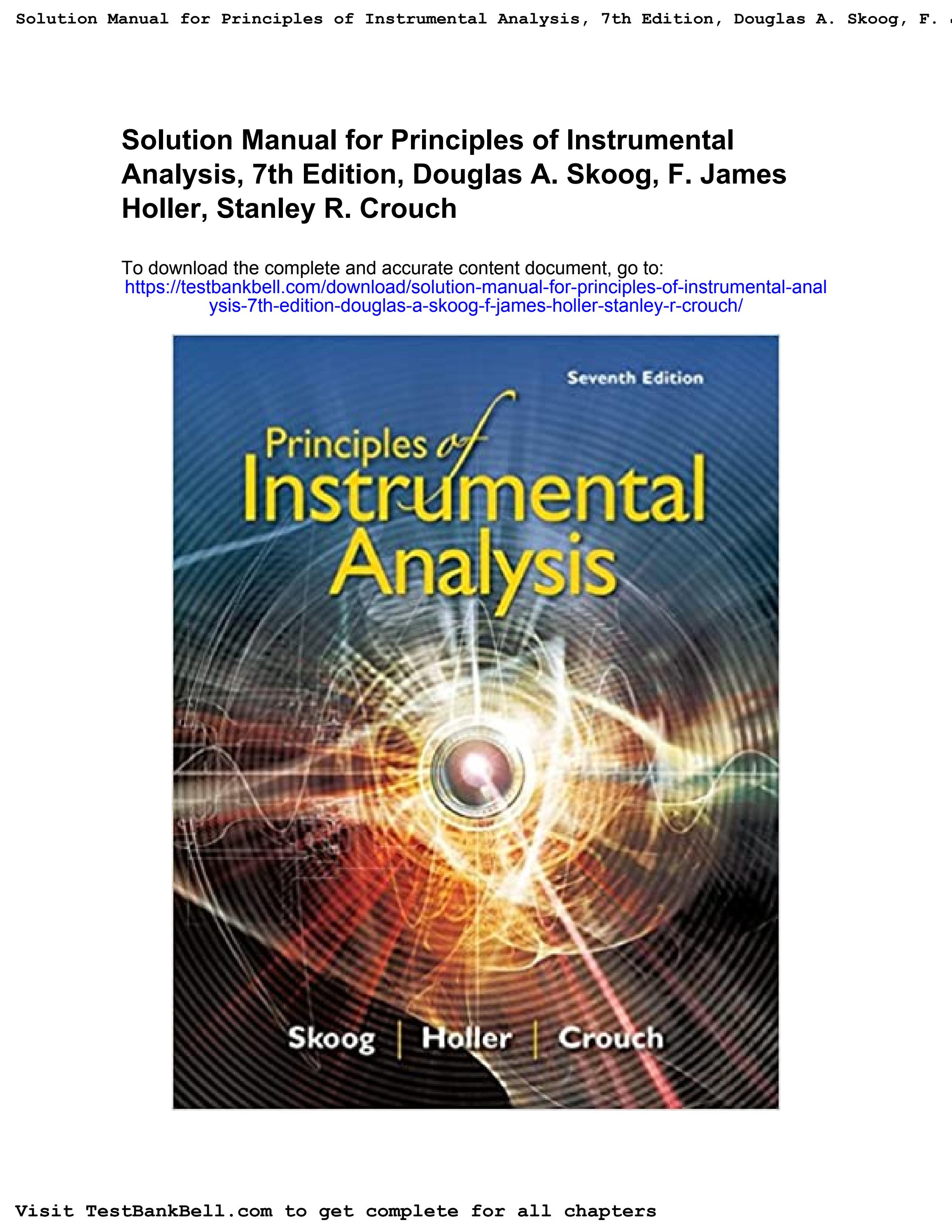 Solution manual for principles of instrumental analysis 7th edition
