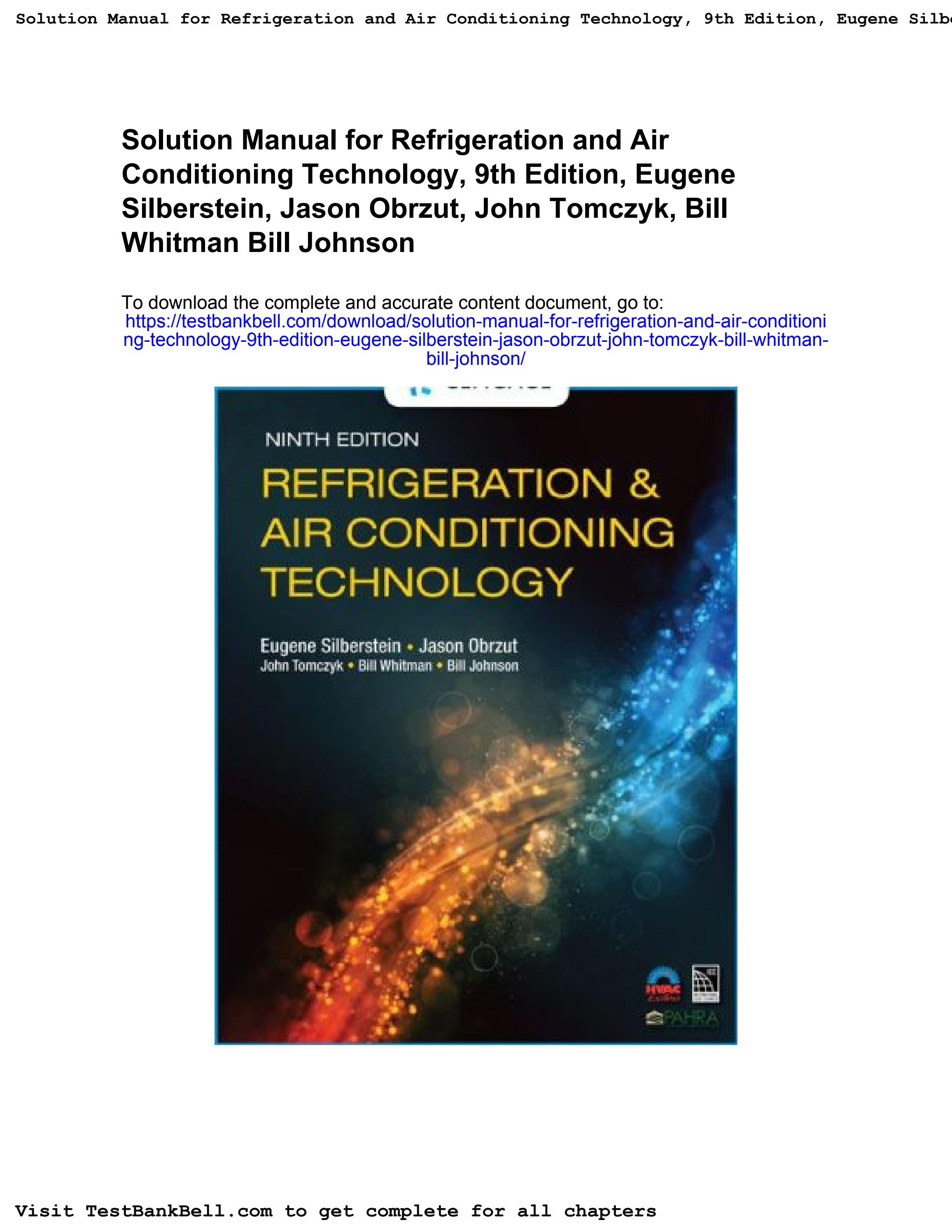 Solution manual for refrigeration and air conditioning technology 9th