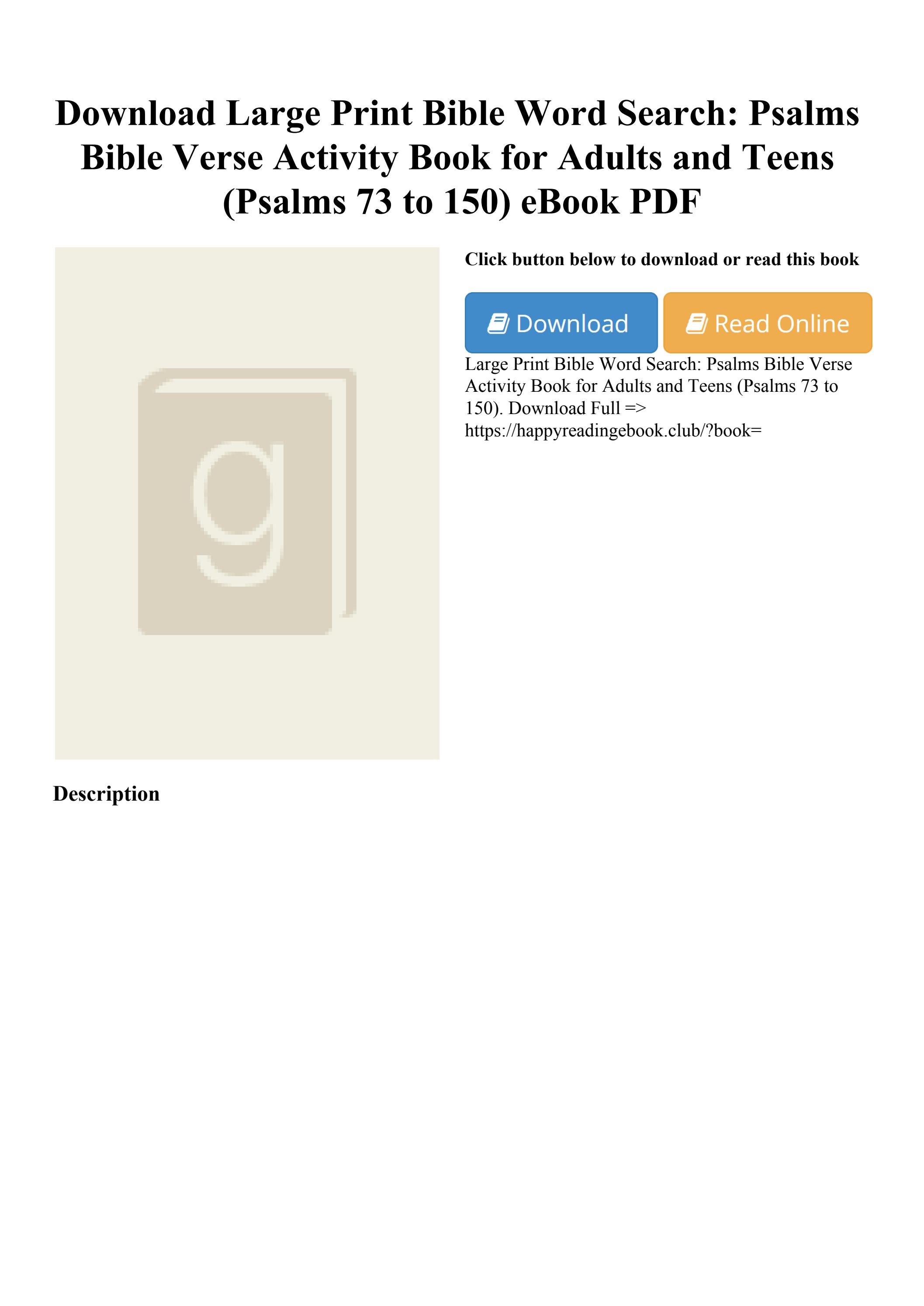 Download Large Print Bible Word Search Psalms Bible Verse Activity Book ...