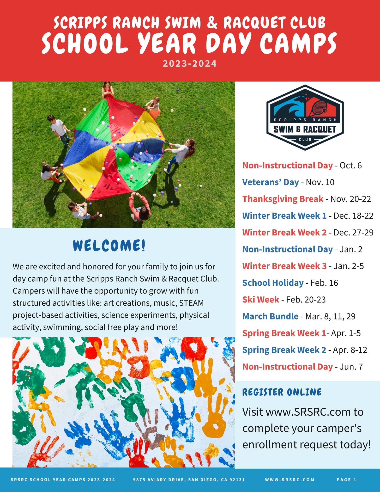 2023-2024 School Year Day Camps at the Scripps Ranch Swim & Racquet ...