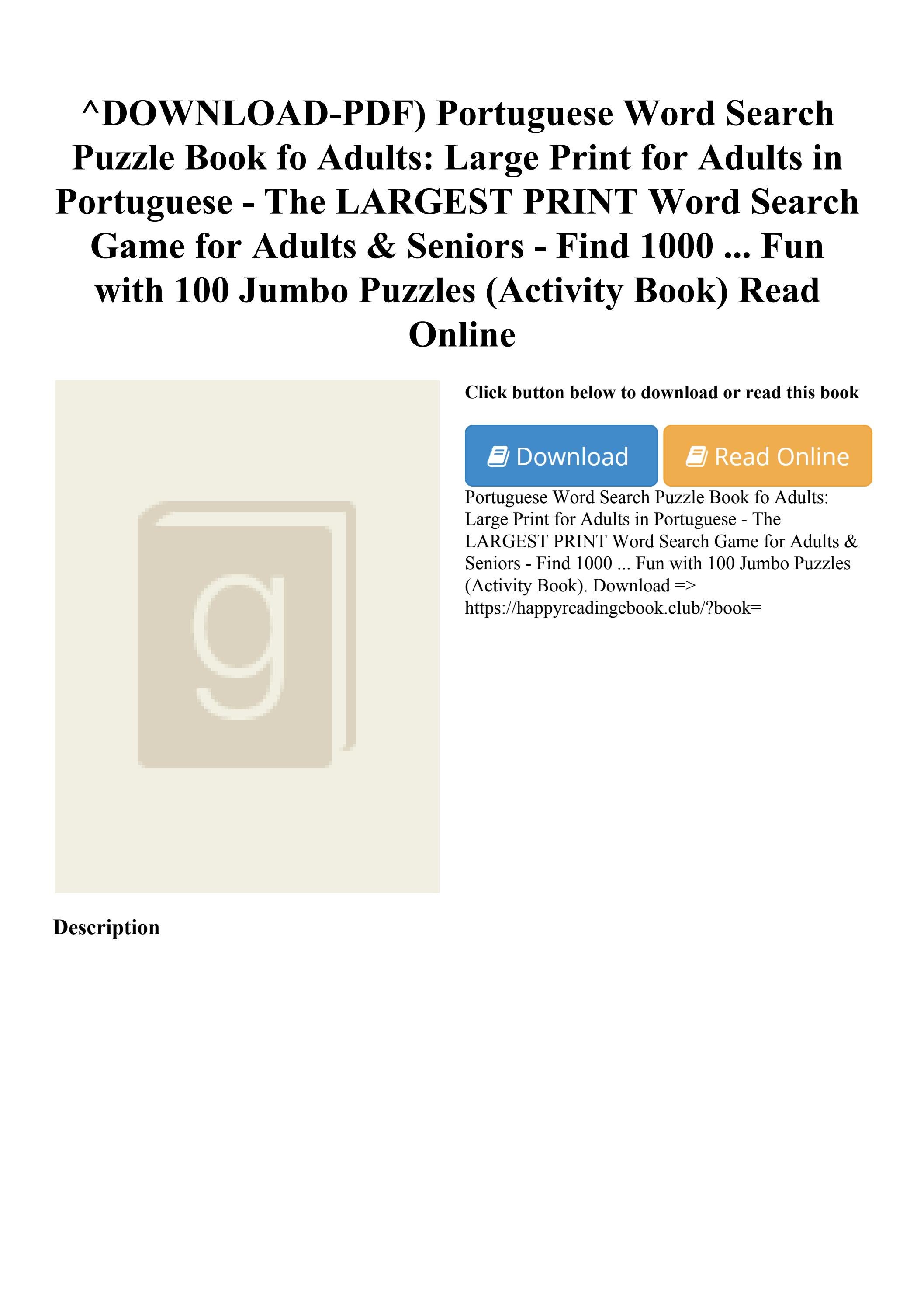 ^DOWNLOAD-PDF) Portuguese Word Search Puzzle Book fo Adults Large Print ...