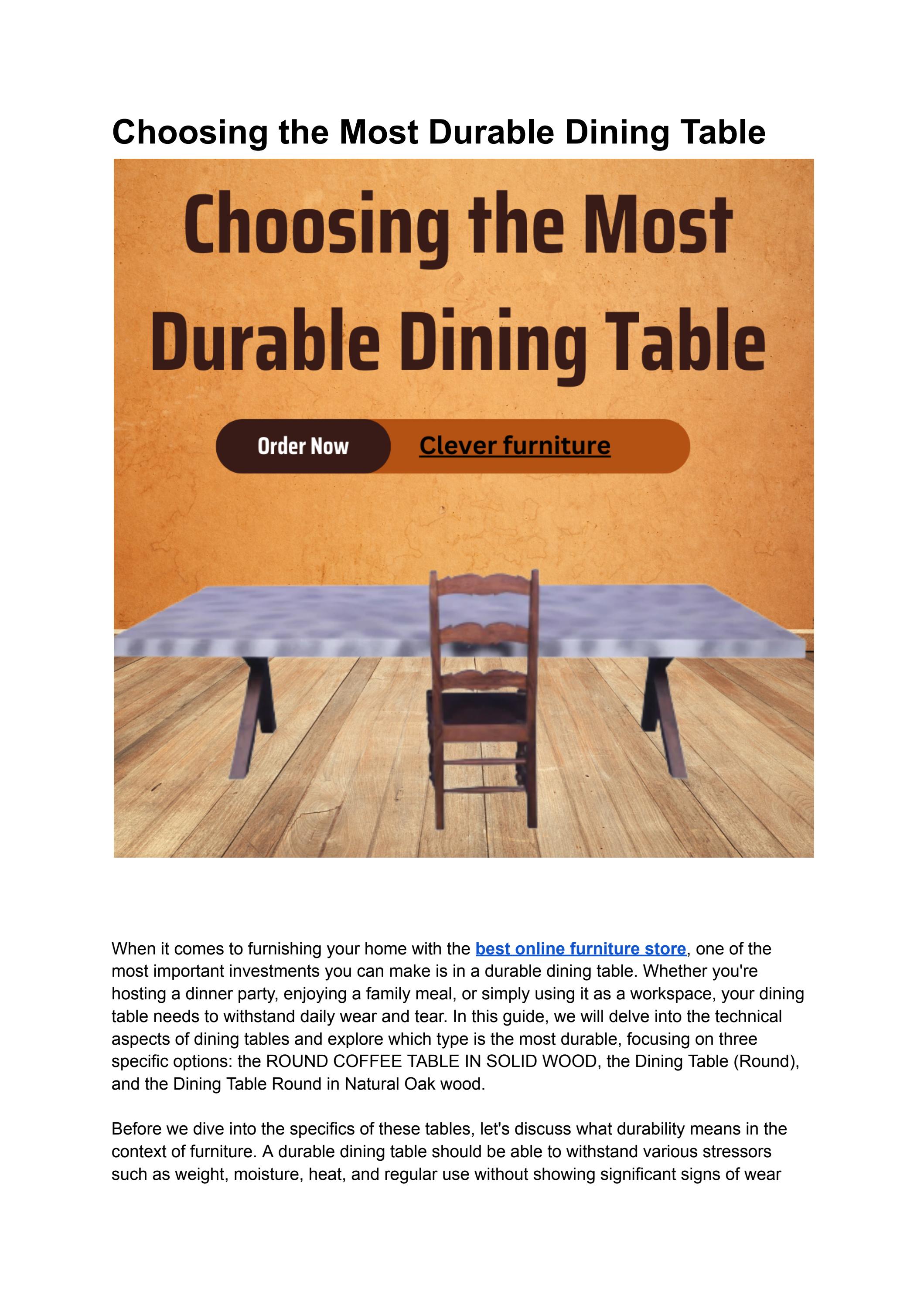Choosing the Most Durable Dining Table by Clever Furnitures Issuu