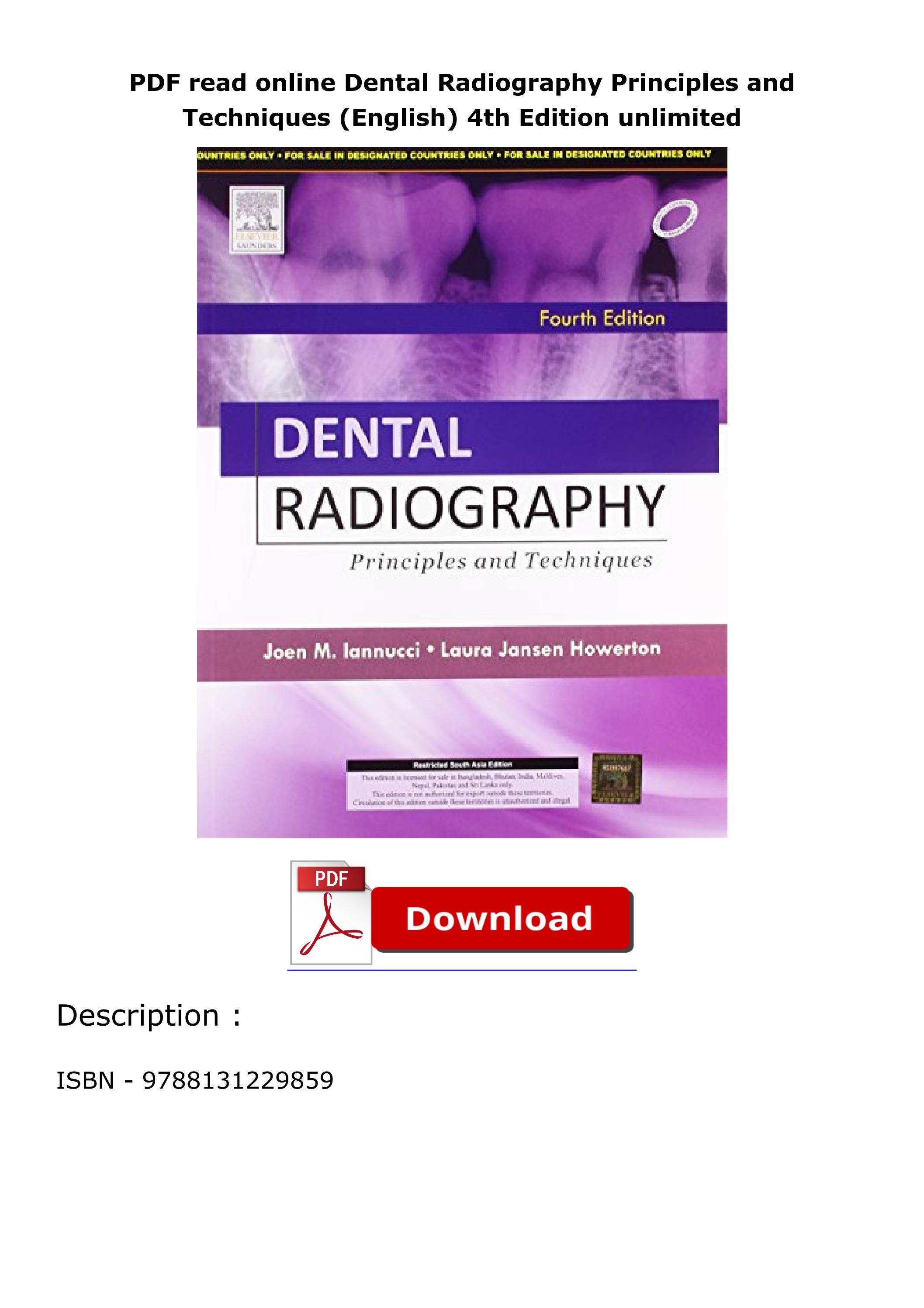 PDF read online Dental Radiography Principles and Techniques (English