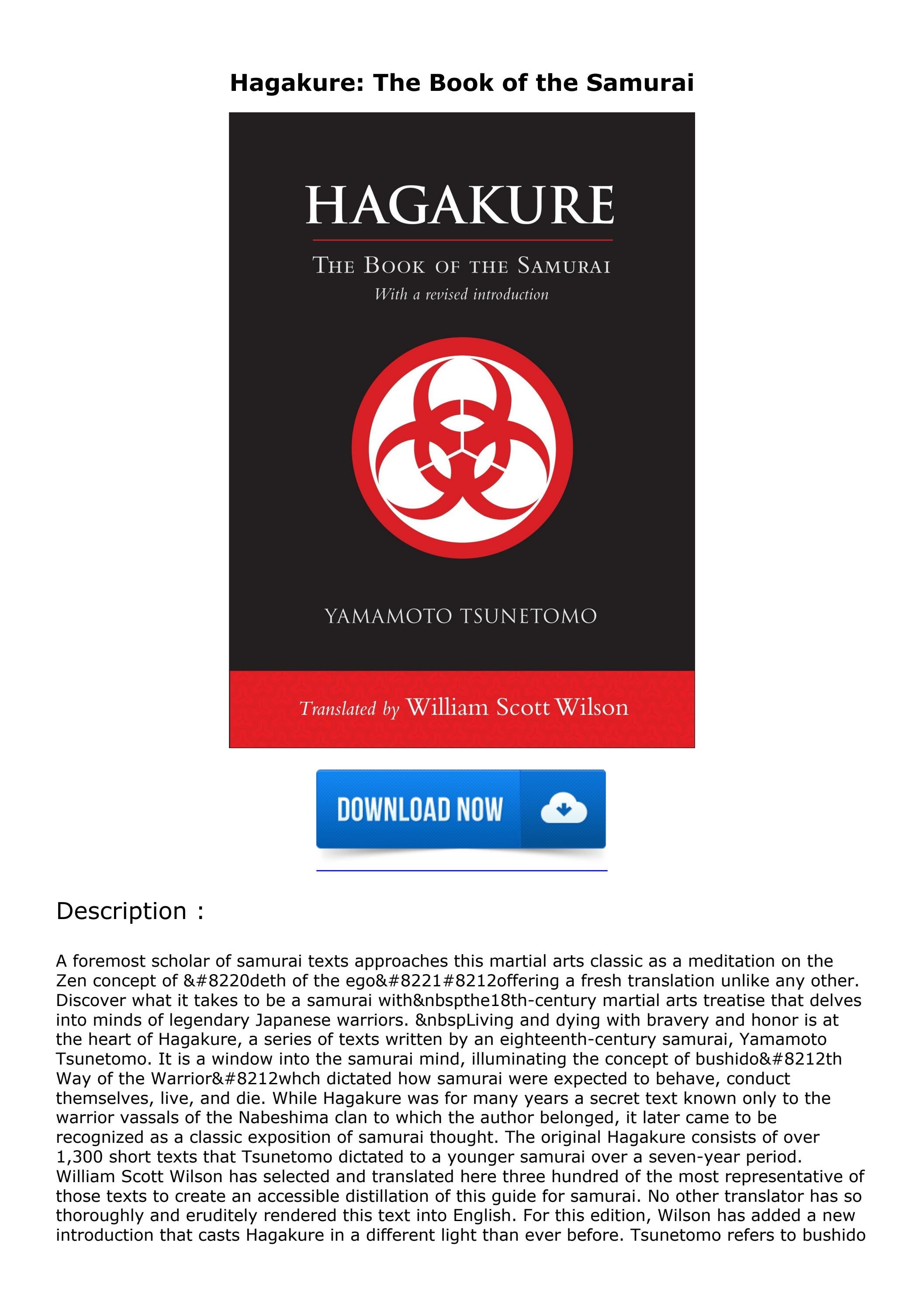 [READ DOWNLOAD] Hagakure: The Book of the Samurai android by ...