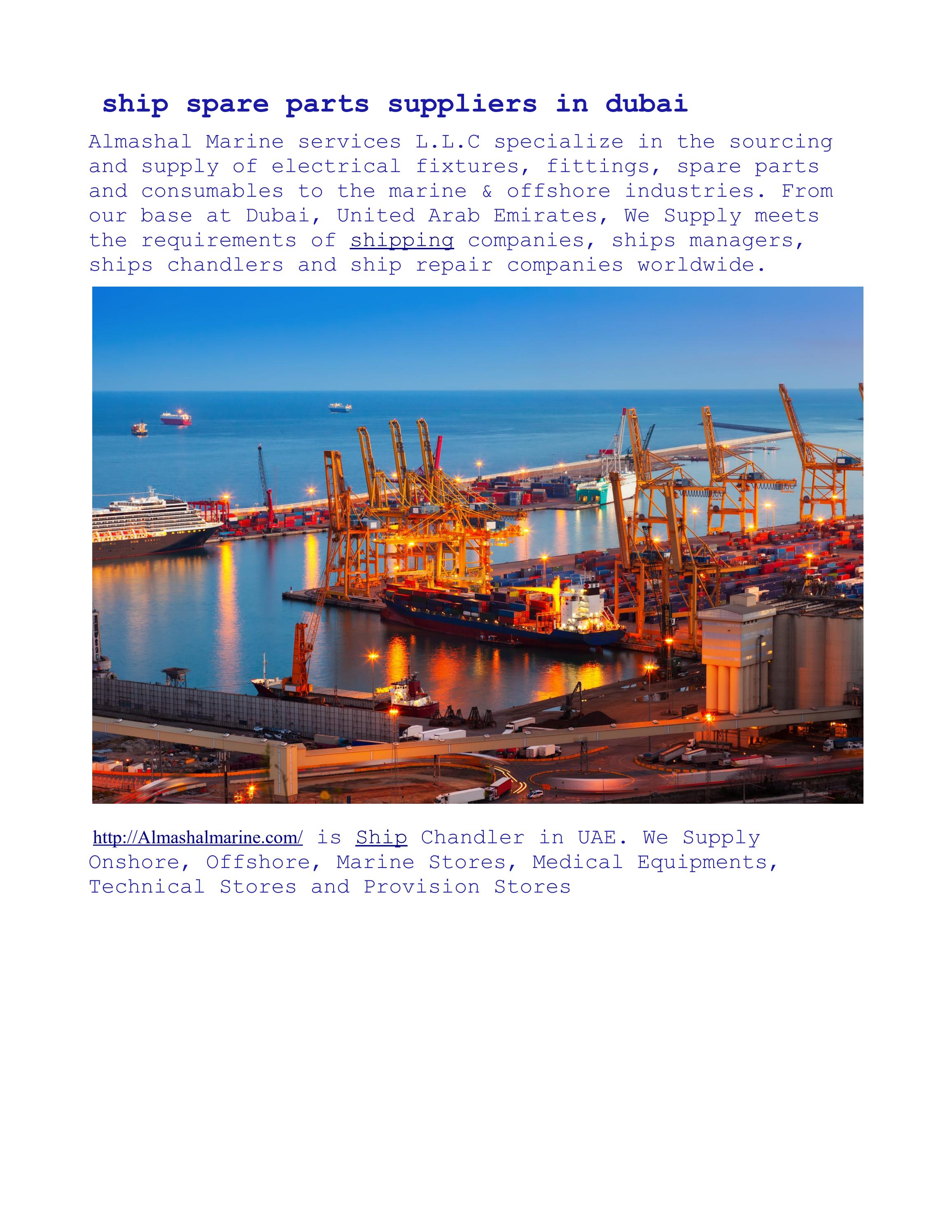 ship spare parts suppliers in dubai by Almshalmarine Issuu